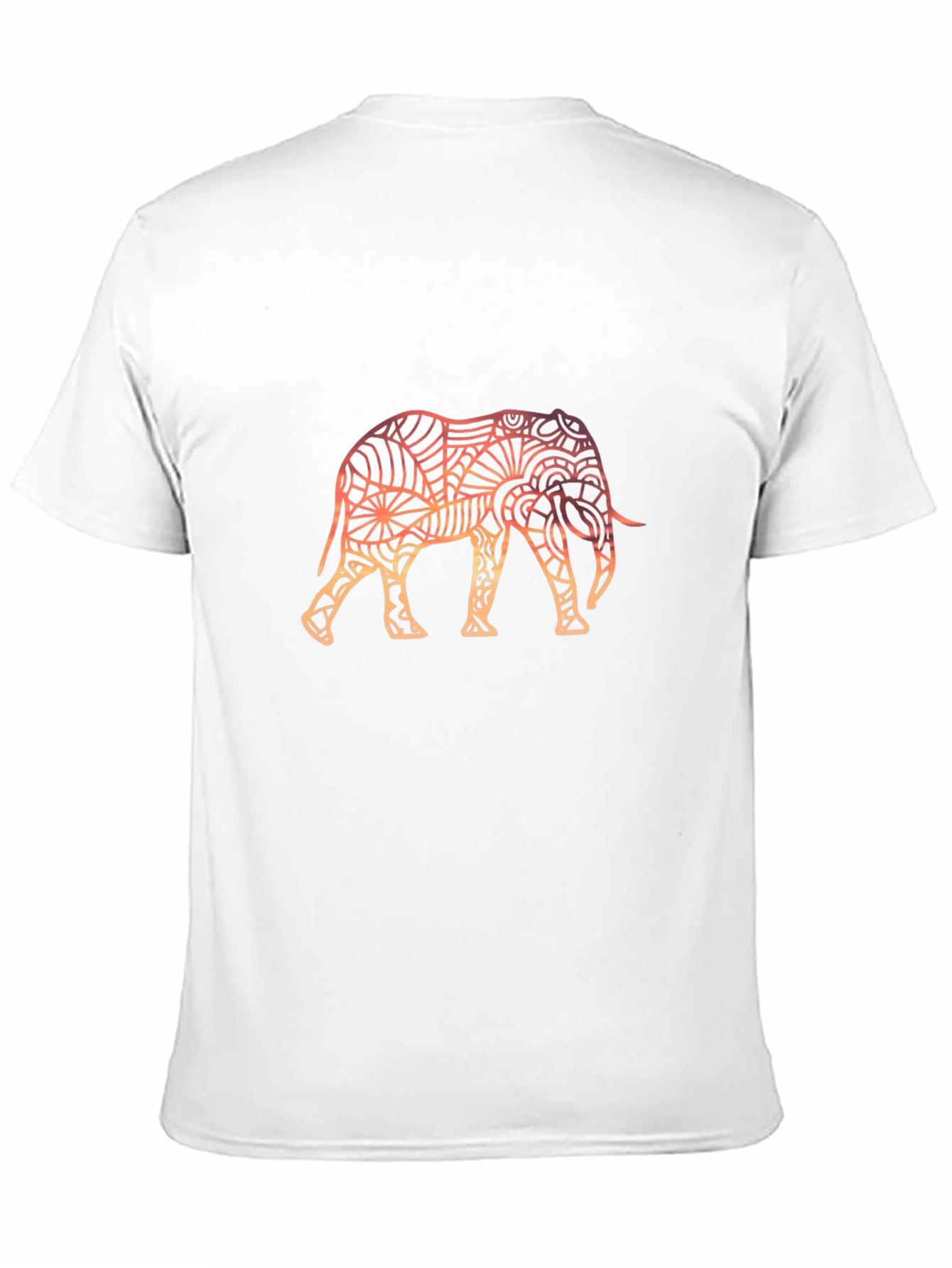 Camiseta Negra con Diseño de Elefante Mandala Degradado
