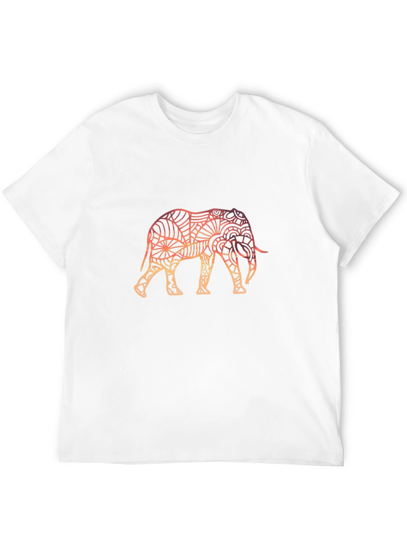Camiseta Negra con Diseño de Elefante Mandala Degradado