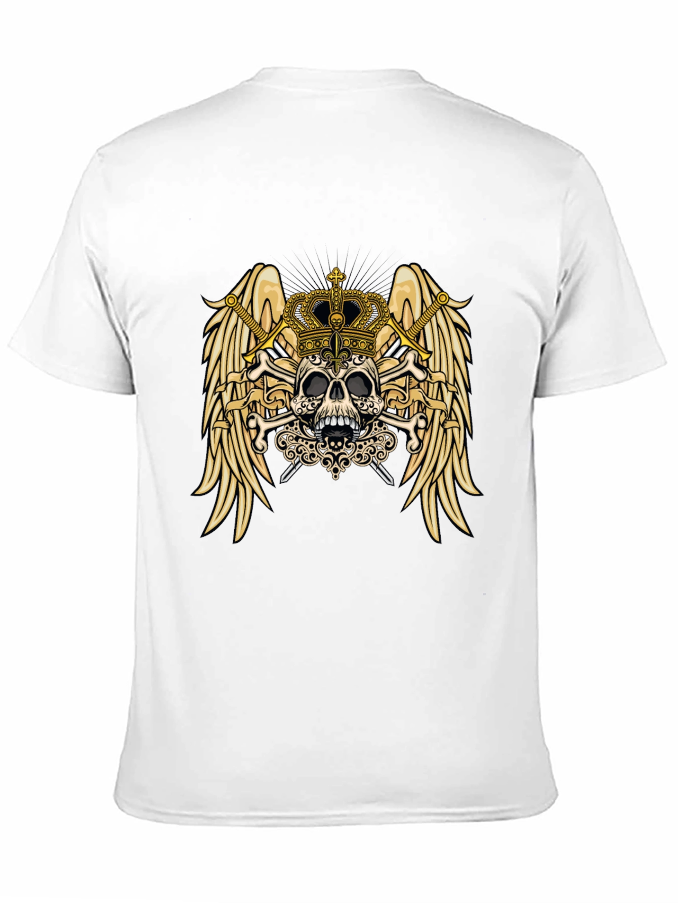 Camiseta Negra con Diseño de Calavera y Corona