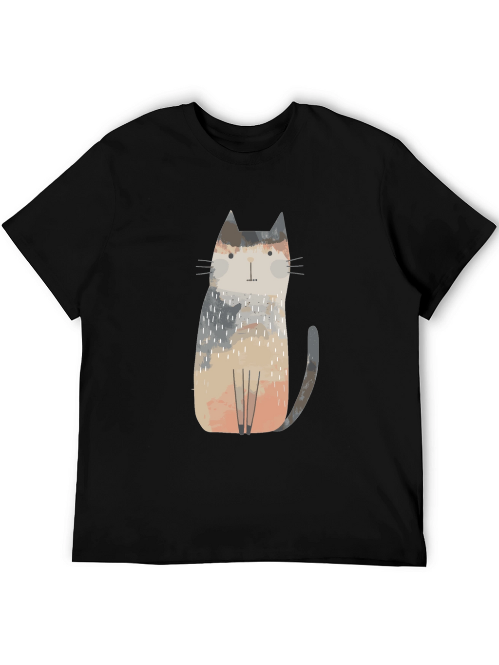 Camiseta Negra con Diseño de Gato Abstracto