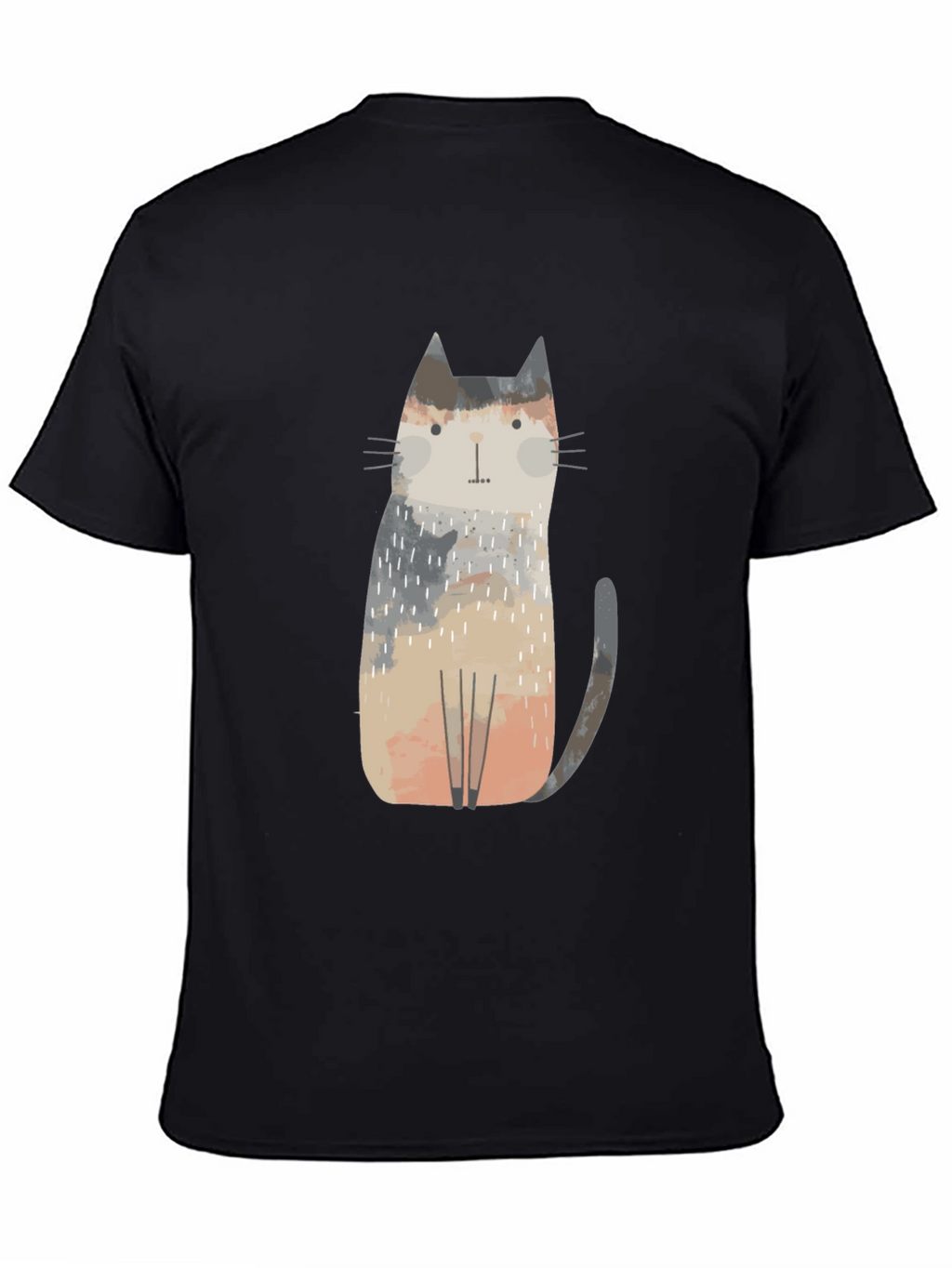 Camiseta Negra con Diseño de Gato Abstracto