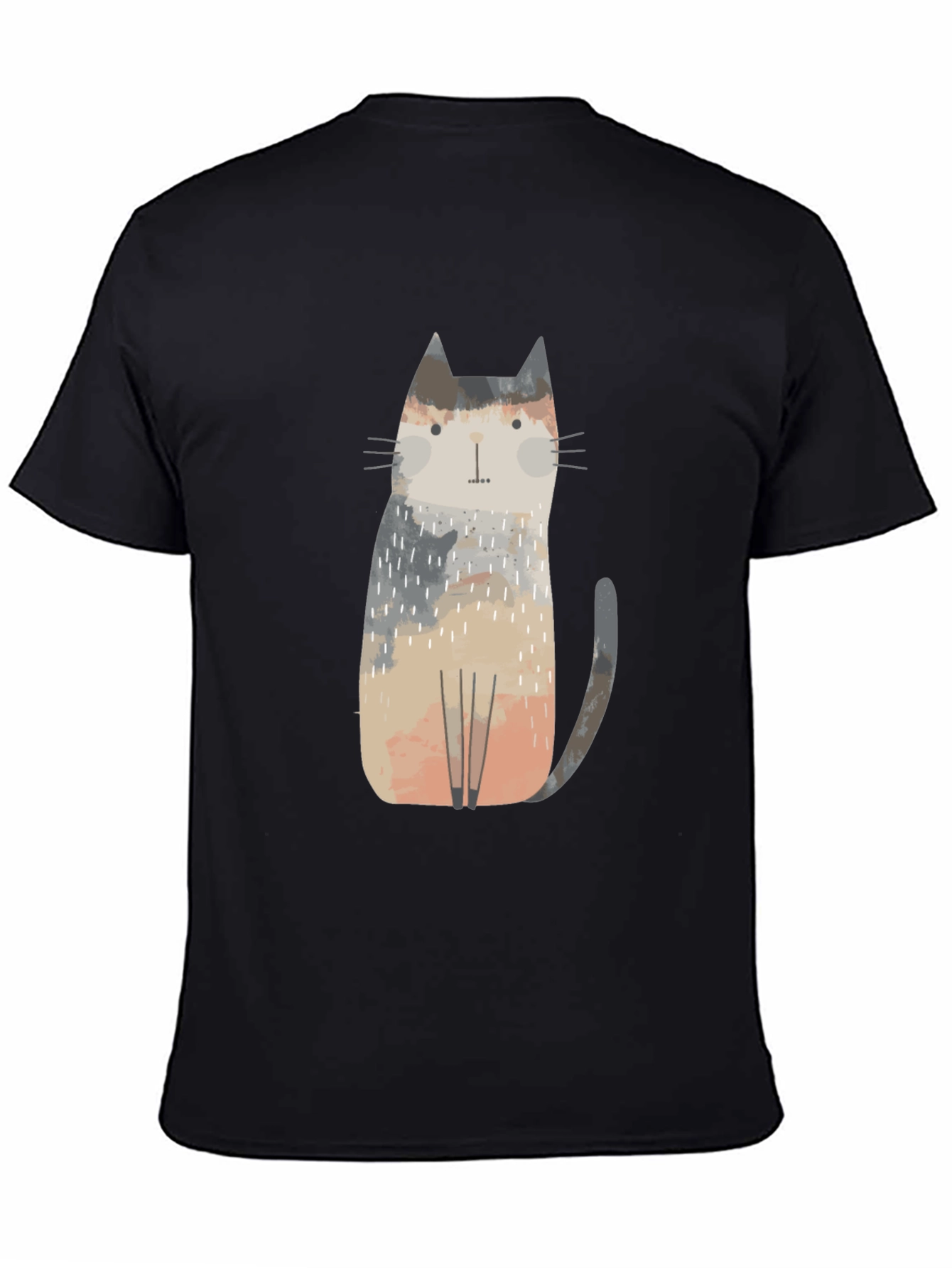 Camiseta Negra con Diseño de Gato Abstracto