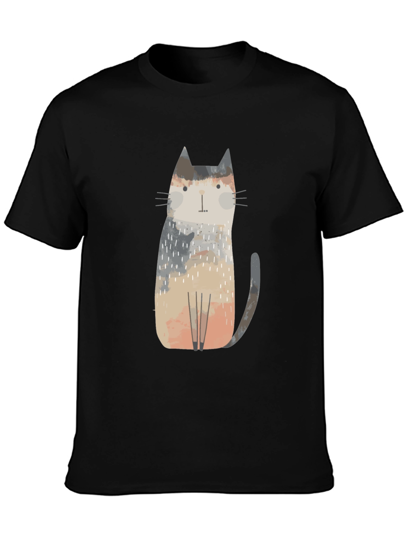 Camiseta Negra con Diseño de Gato Abstracto