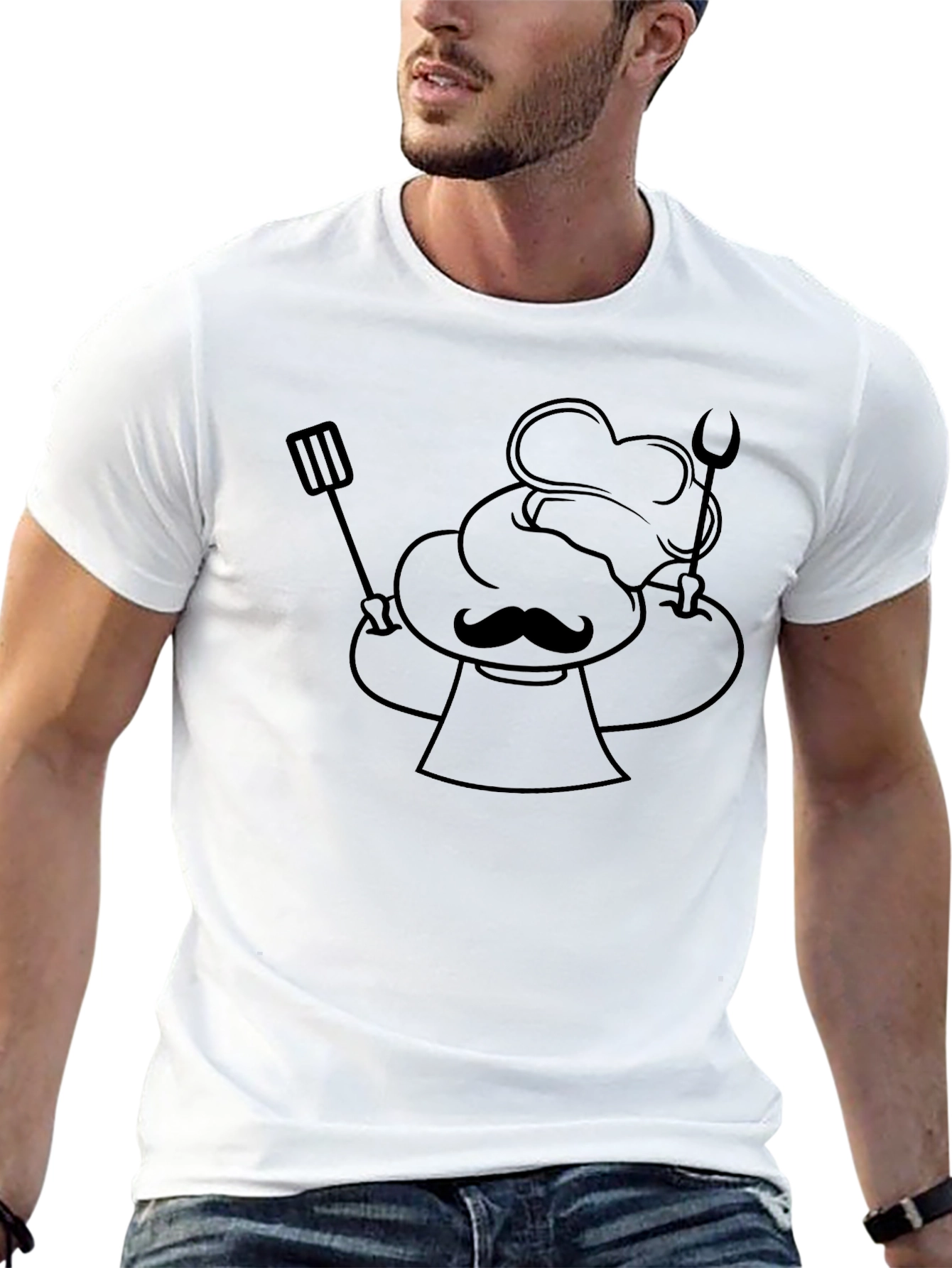 Camiseta Negra Chef Bigotudo - Cocina con Estilo