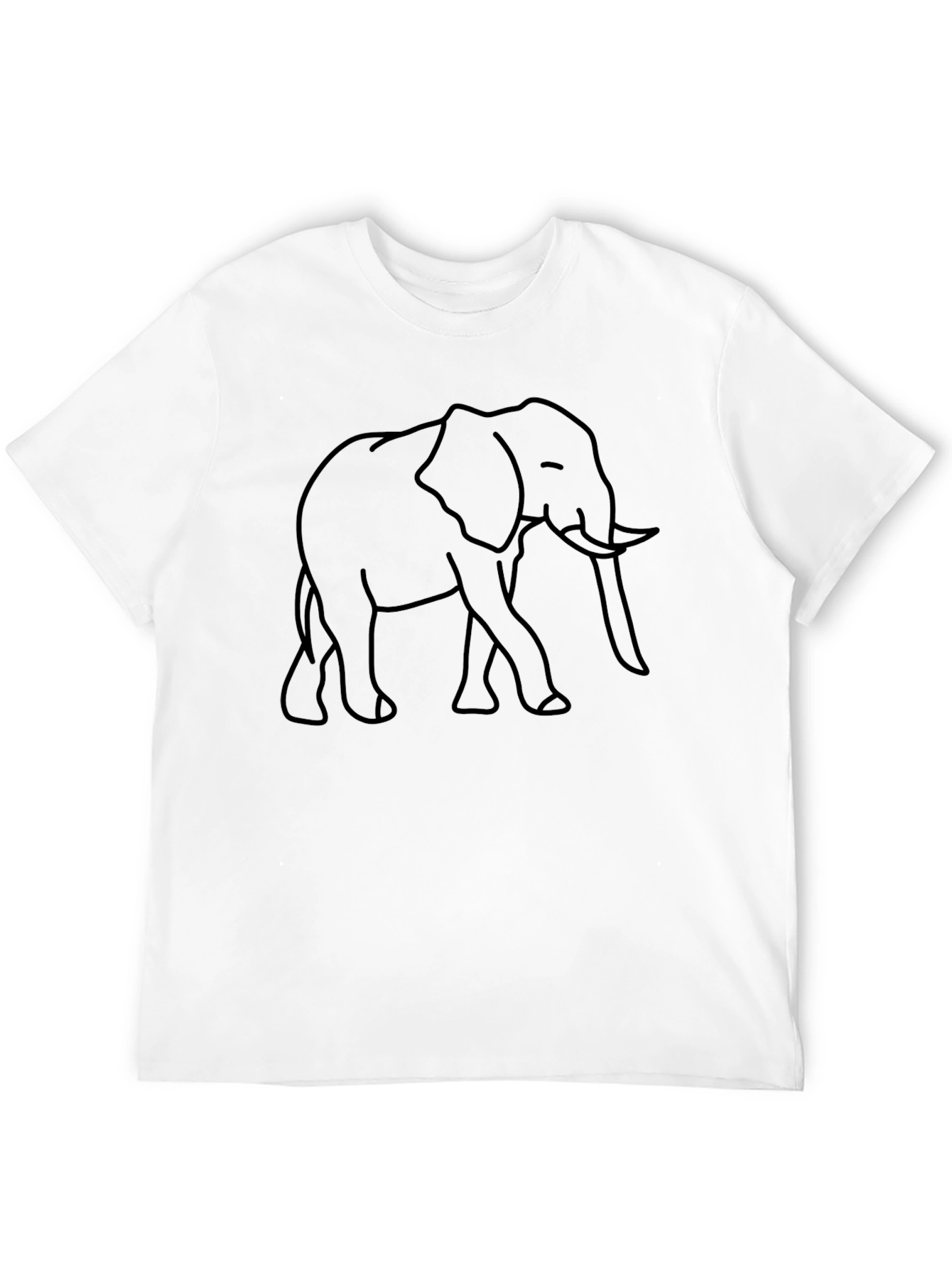 Camiseta Negra con Diseño de Elefante Minimalista