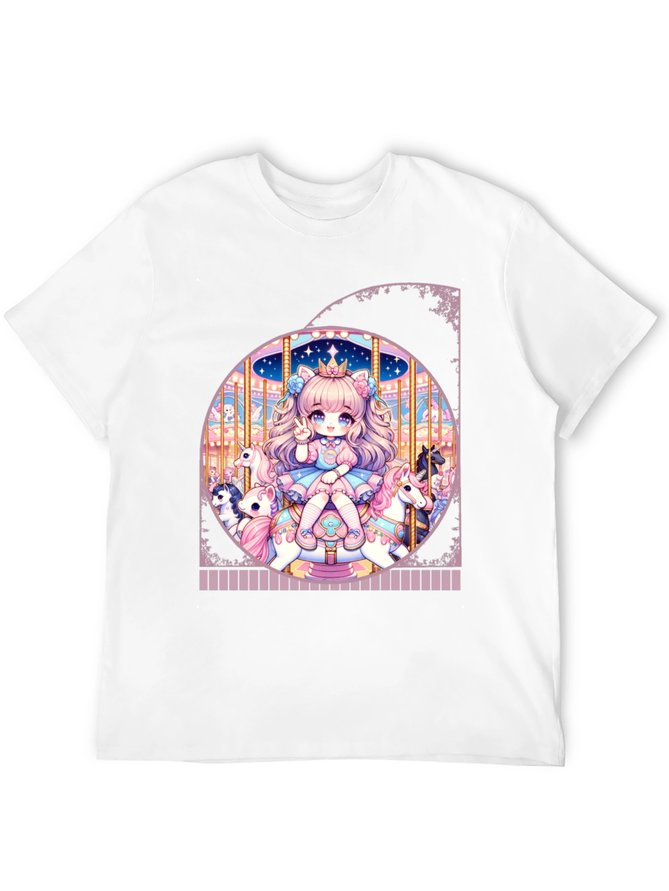 Camiseta Negra con Diseño de Carrusel Anime