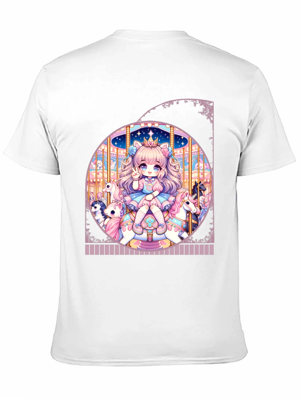 Camiseta Negra con Diseño de Carrusel Anime