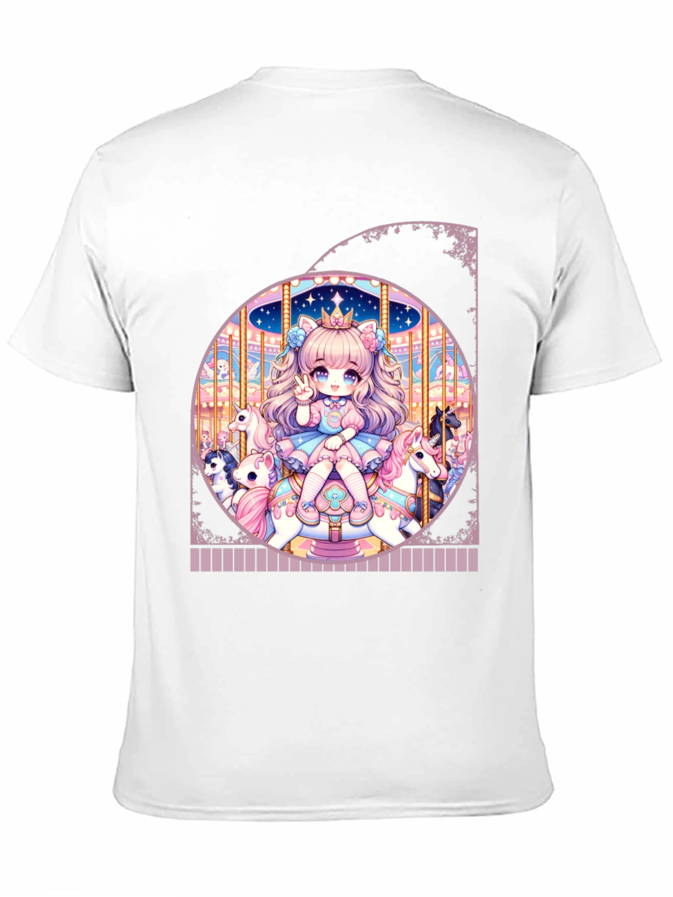Camiseta Negra con Diseño de Carrusel Anime