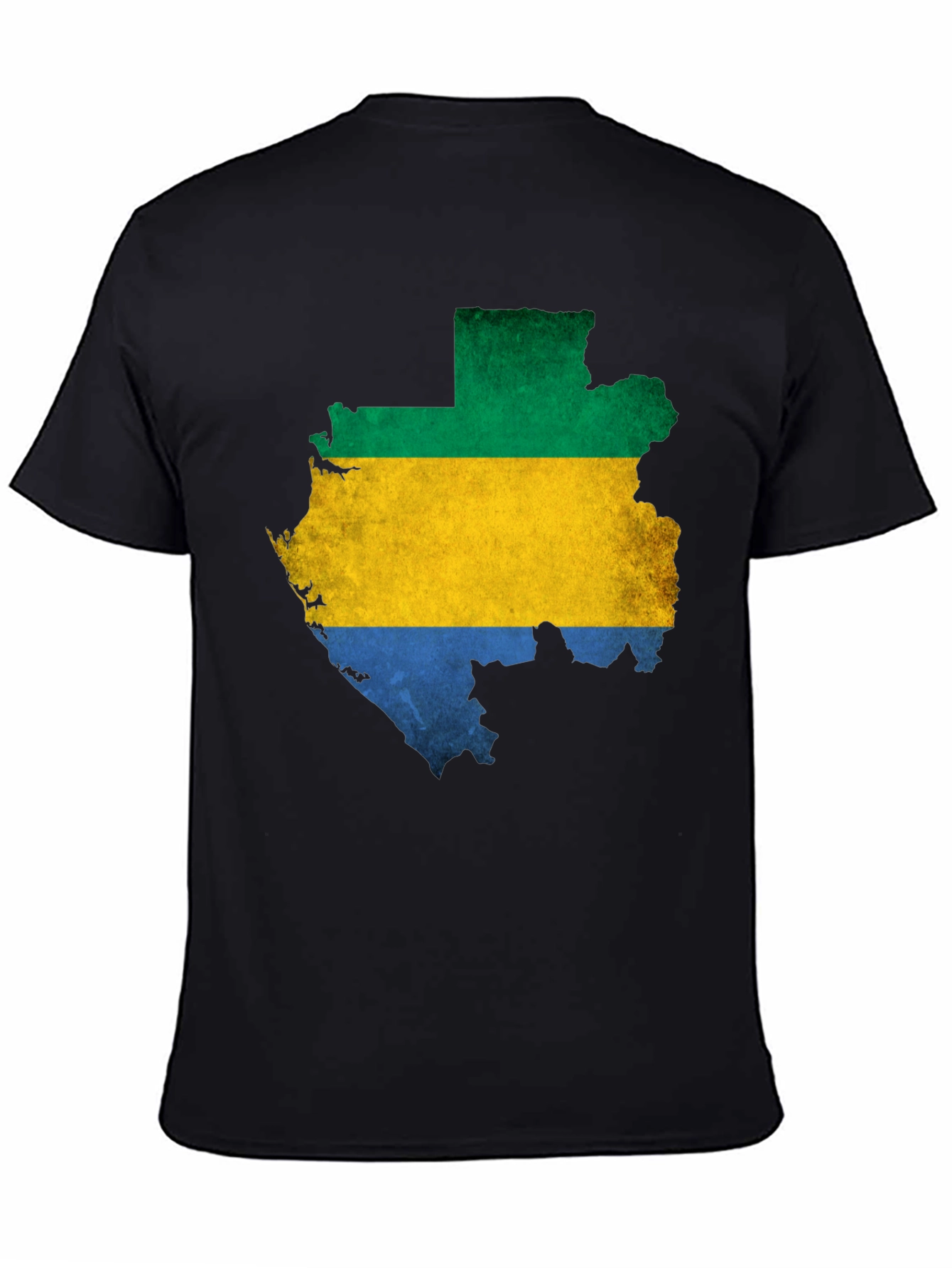 Camiseta Hombre Gabon Mapa Bandera Negra