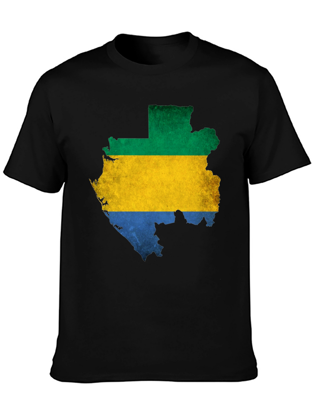 Camiseta Hombre Gabon Mapa Bandera Negra