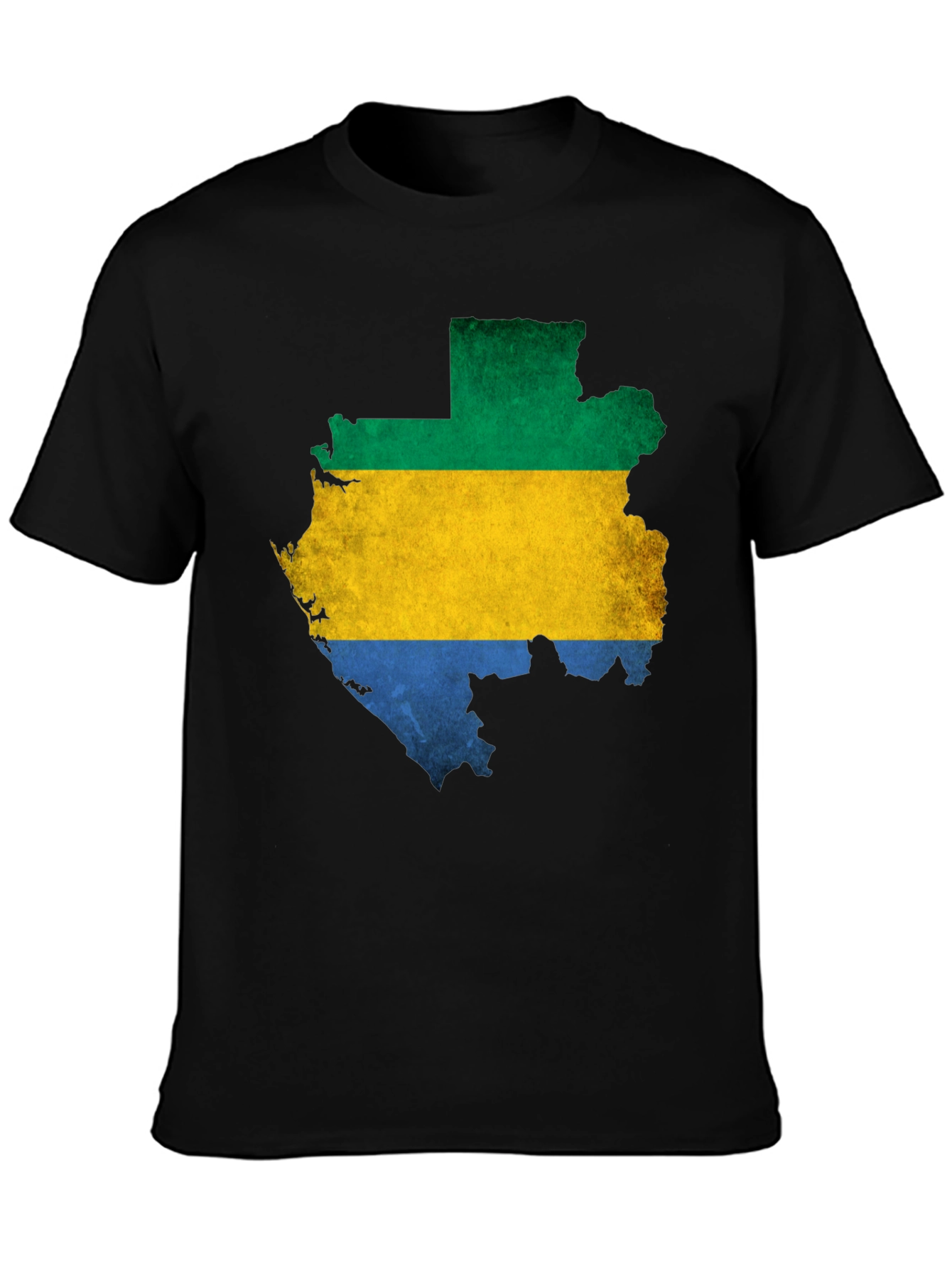 Camiseta Hombre Gabon Mapa Bandera Negra