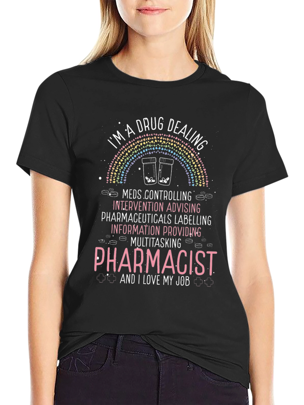 Camiseta Negra de Farmacéutico - Diseño Único