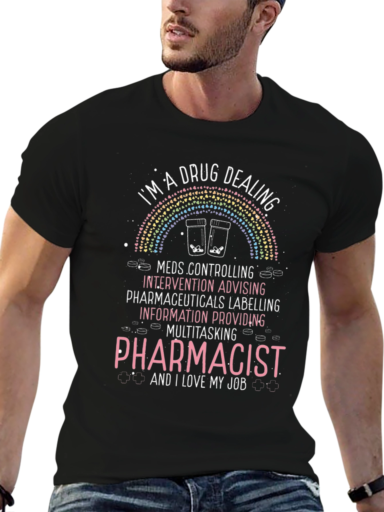 Camiseta Negra de Farmacéutico - Diseño Único