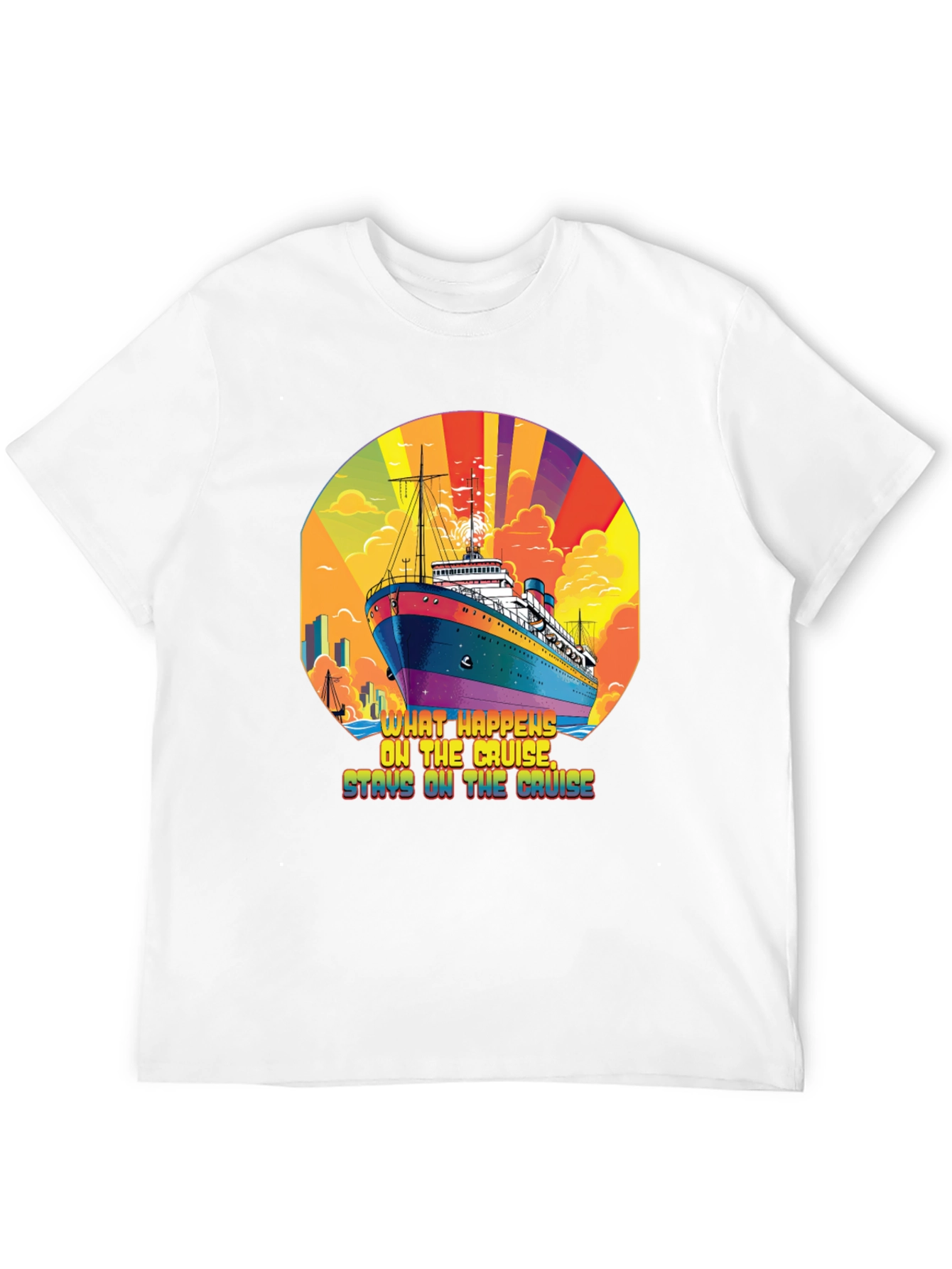 Camiseta Negra con Diseño de Crucero y Frase Divertida