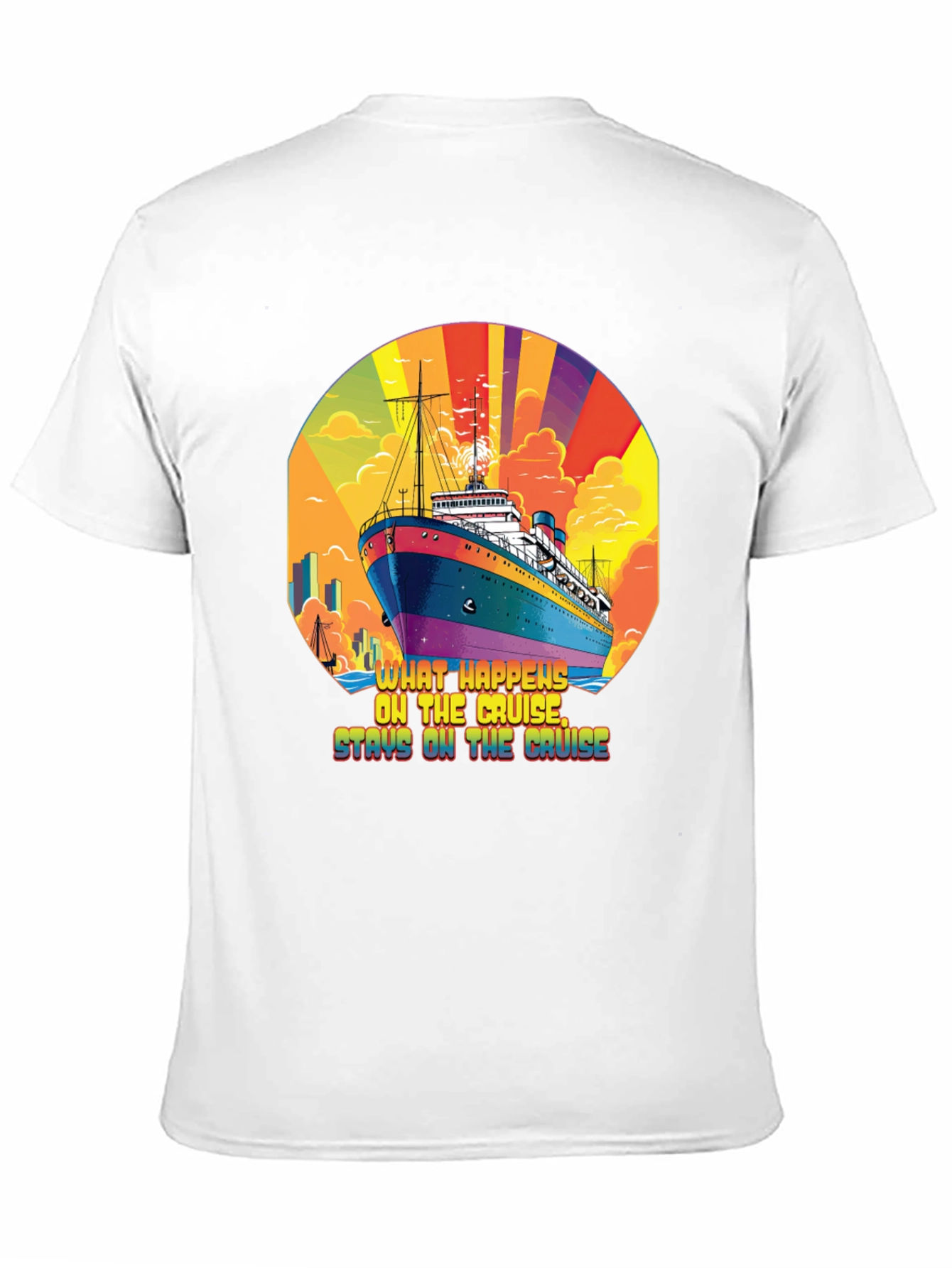 Camiseta Negra con Diseño de Crucero y Frase Divertida