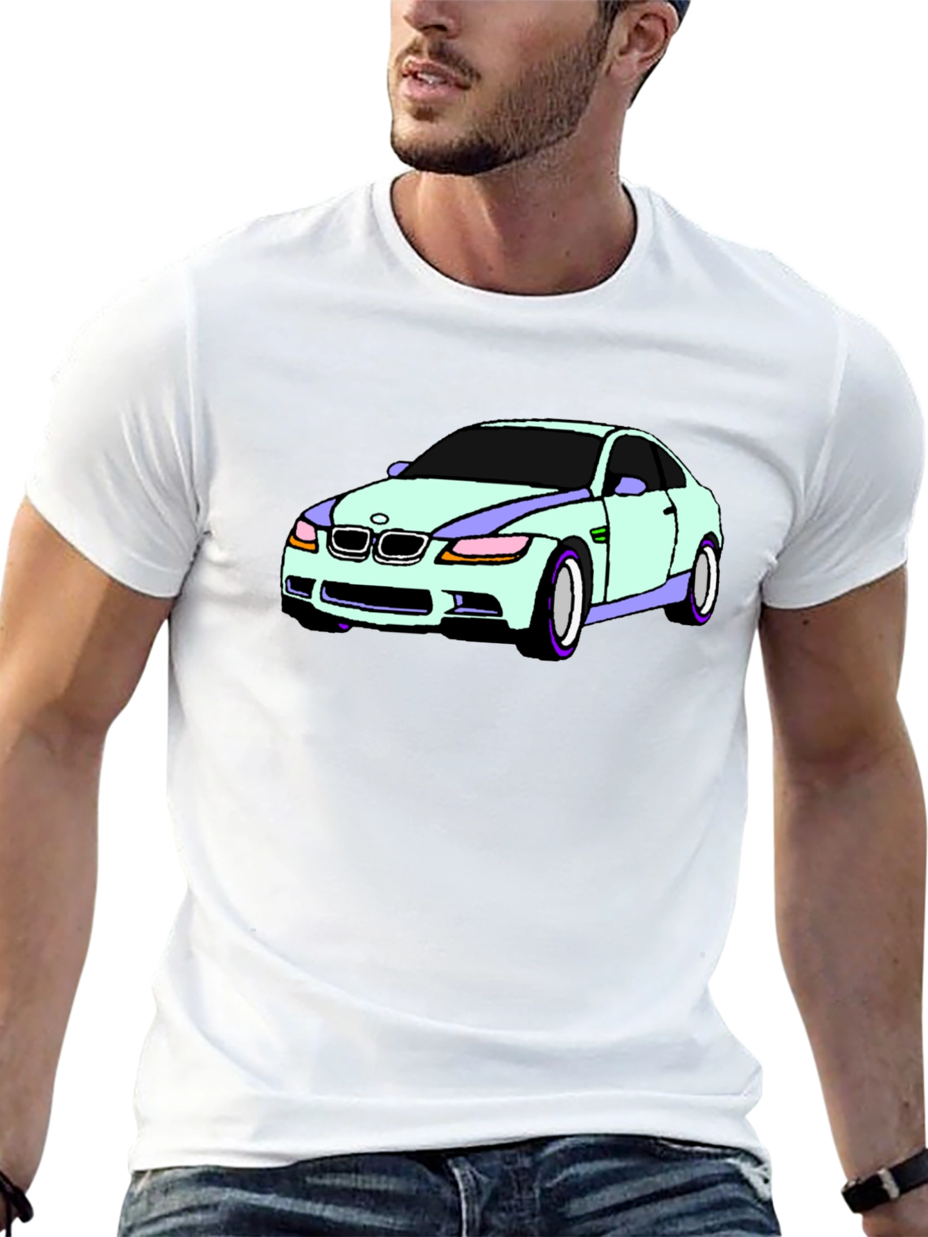 Camiseta Negra con Diseño de Coche Deportivo