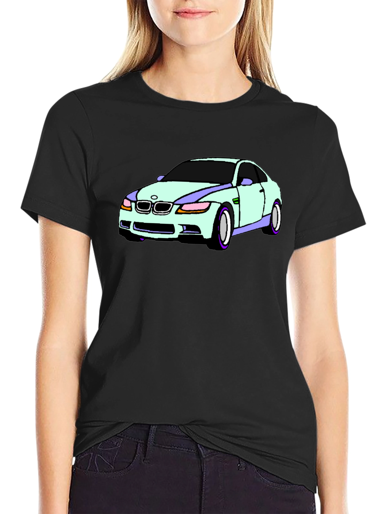 Camiseta Negra con Diseño de Coche Deportivo