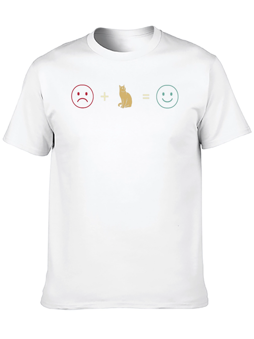 Camiseta Hombre: Triste + Gato = Feliz