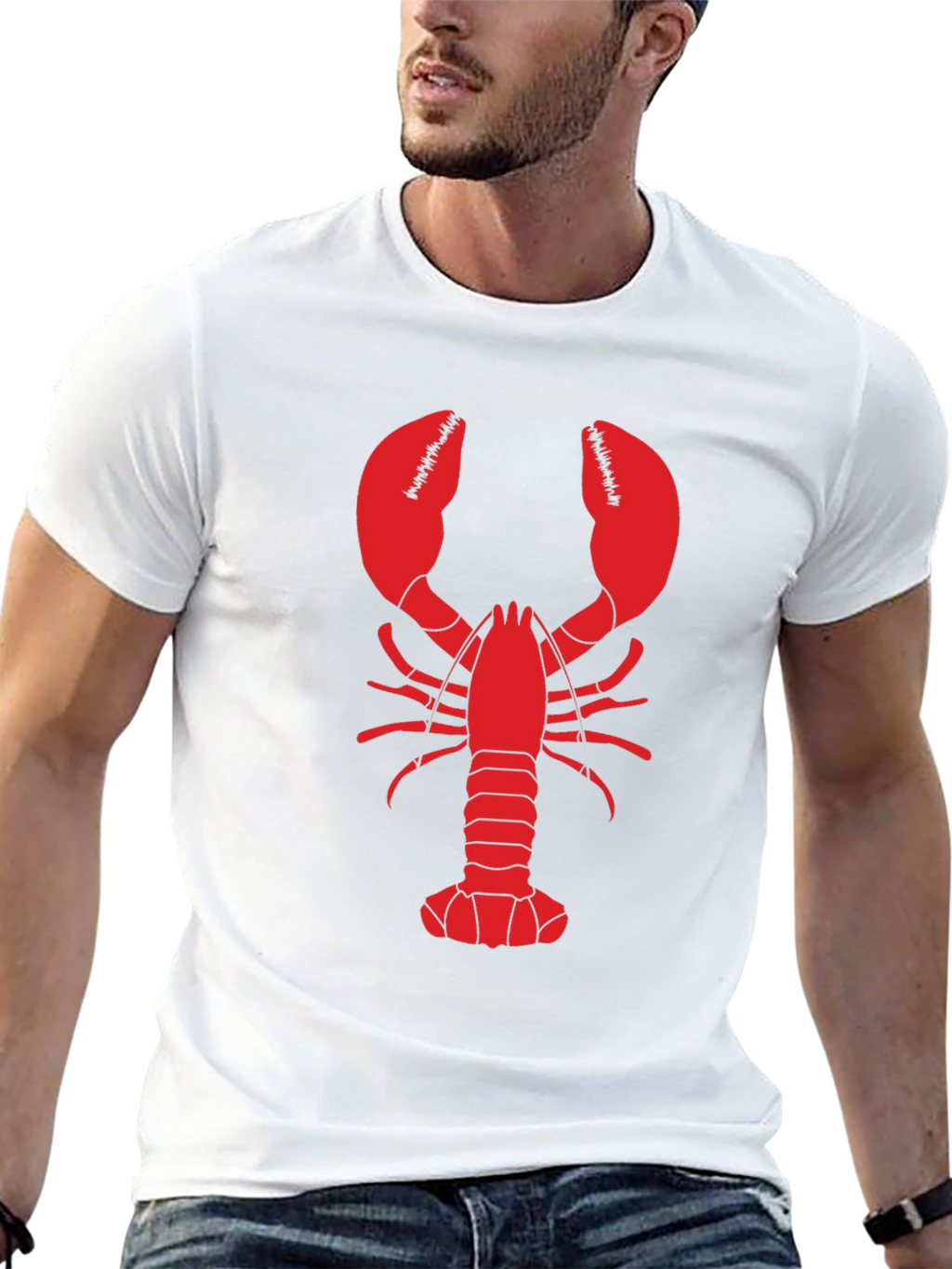 Camiseta Negra con Diseño de Langosta Roja