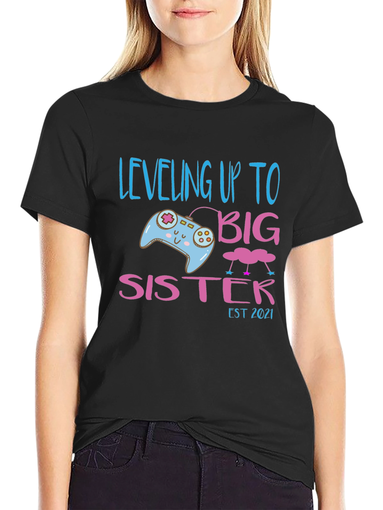Camiseta Gamer Leveling Up to Big Sister - Regalo Anuncio