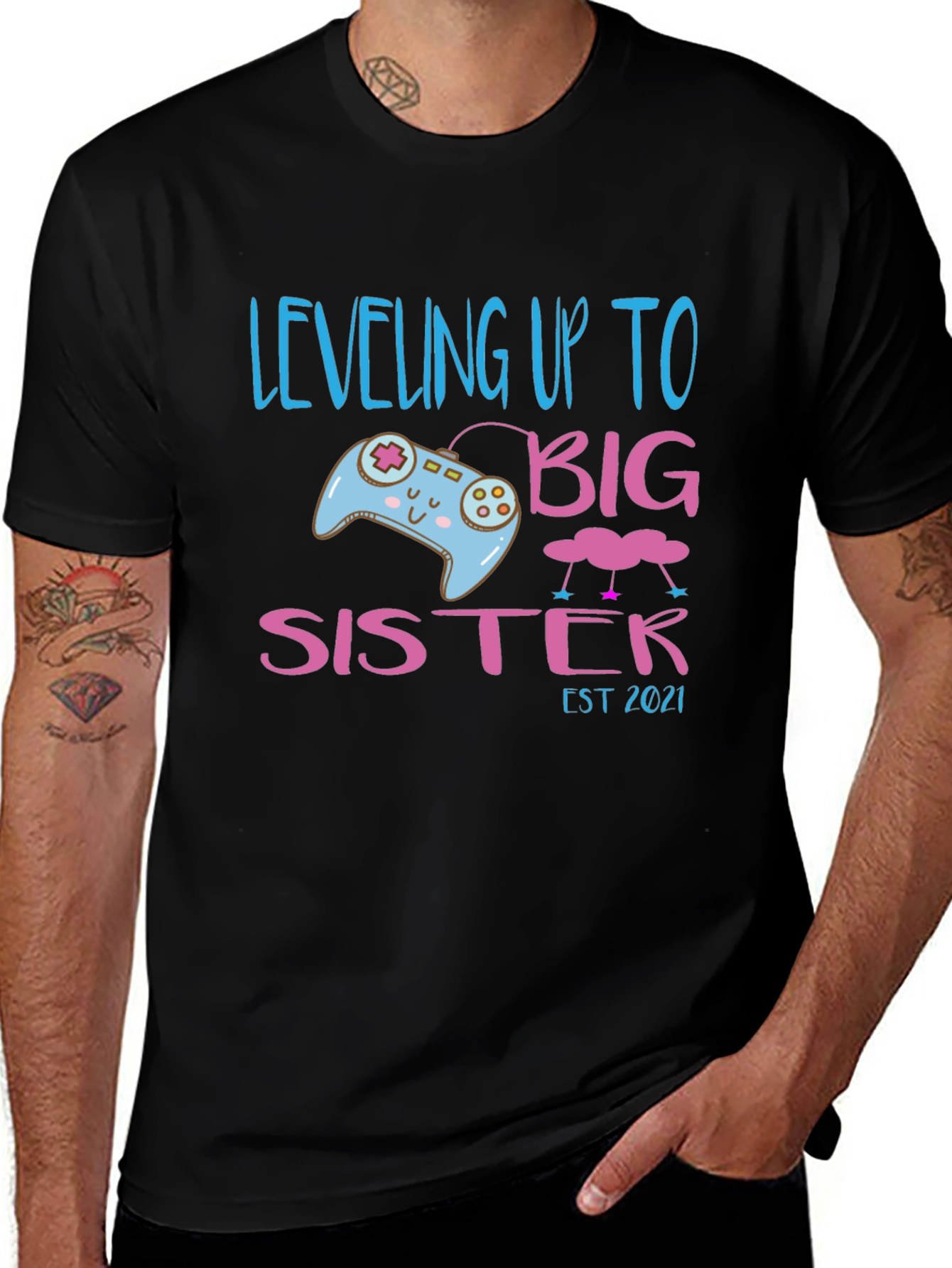 Camiseta Gamer Leveling Up to Big Sister - Regalo Anuncio