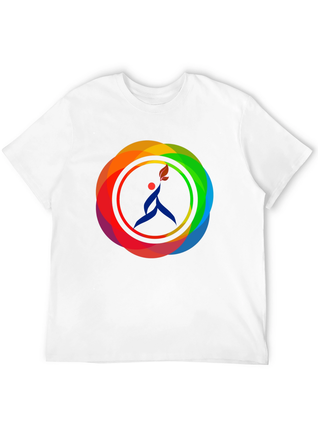 Camiseta Negra con Diseño Circular de Arcoíris