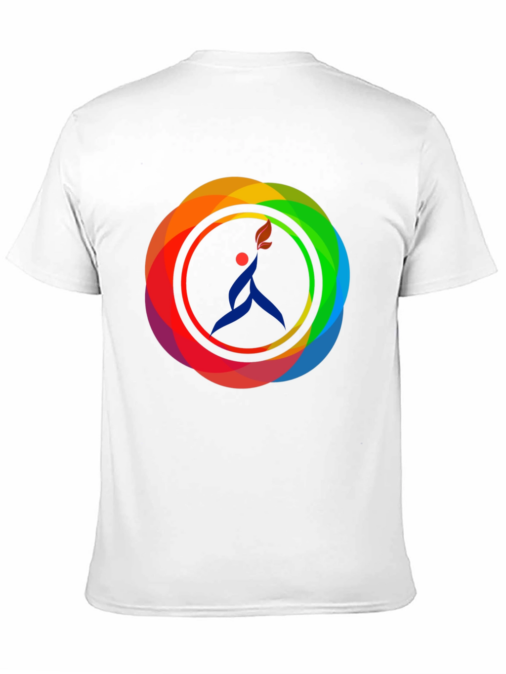 Camiseta Negra con Diseño Circular de Arcoíris