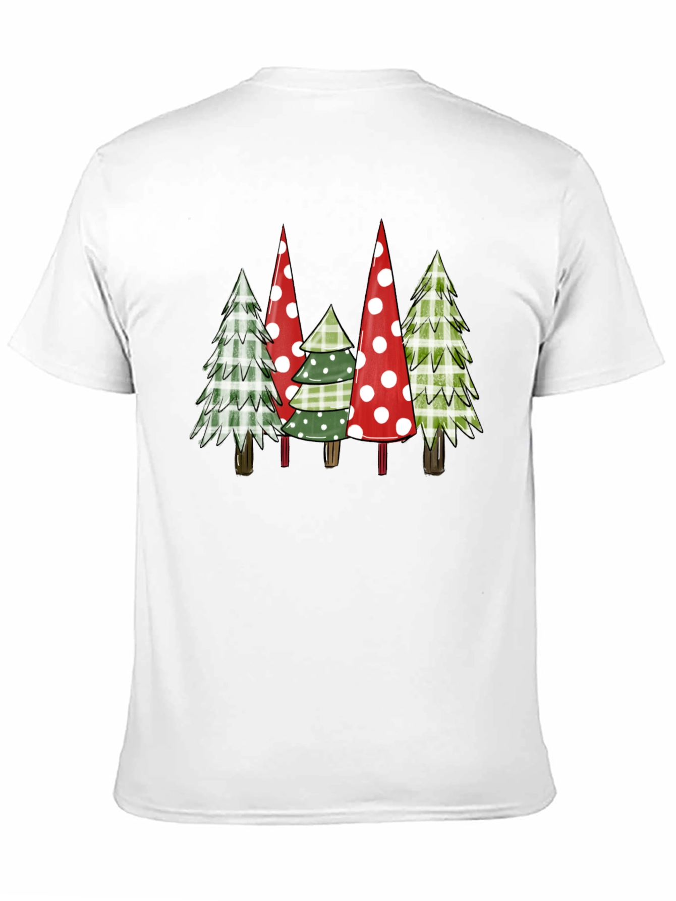 Camiseta Navideña con Árboles Decorativos