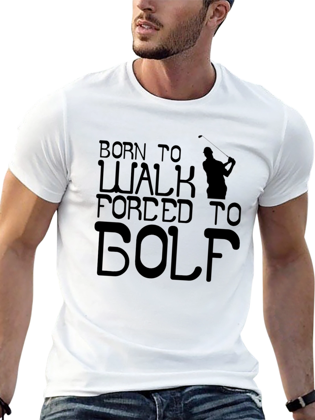 Camiseta Negra Born to Walk Forced to Golf