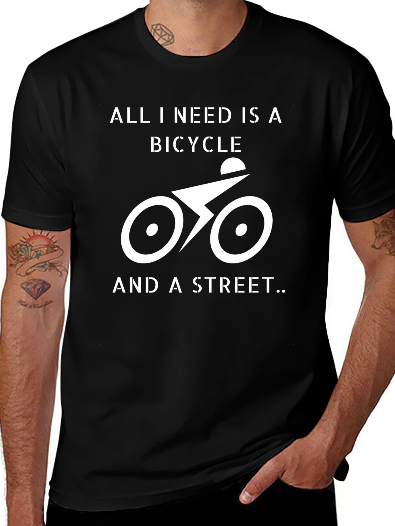 Camiseta Negra Bicicleta y Calle para Ciclistas