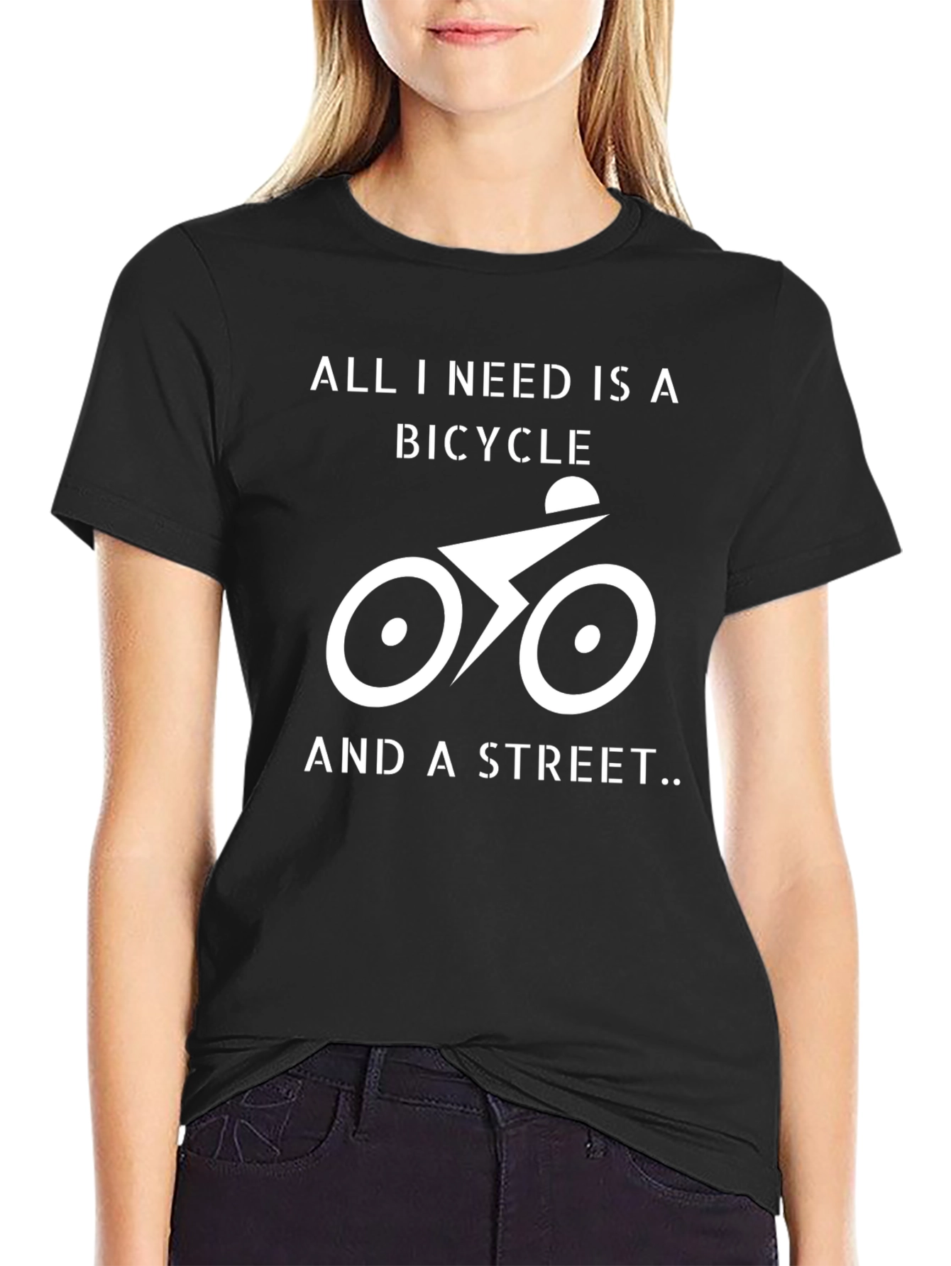 Camiseta Negra Bicicleta y Calle para Ciclistas