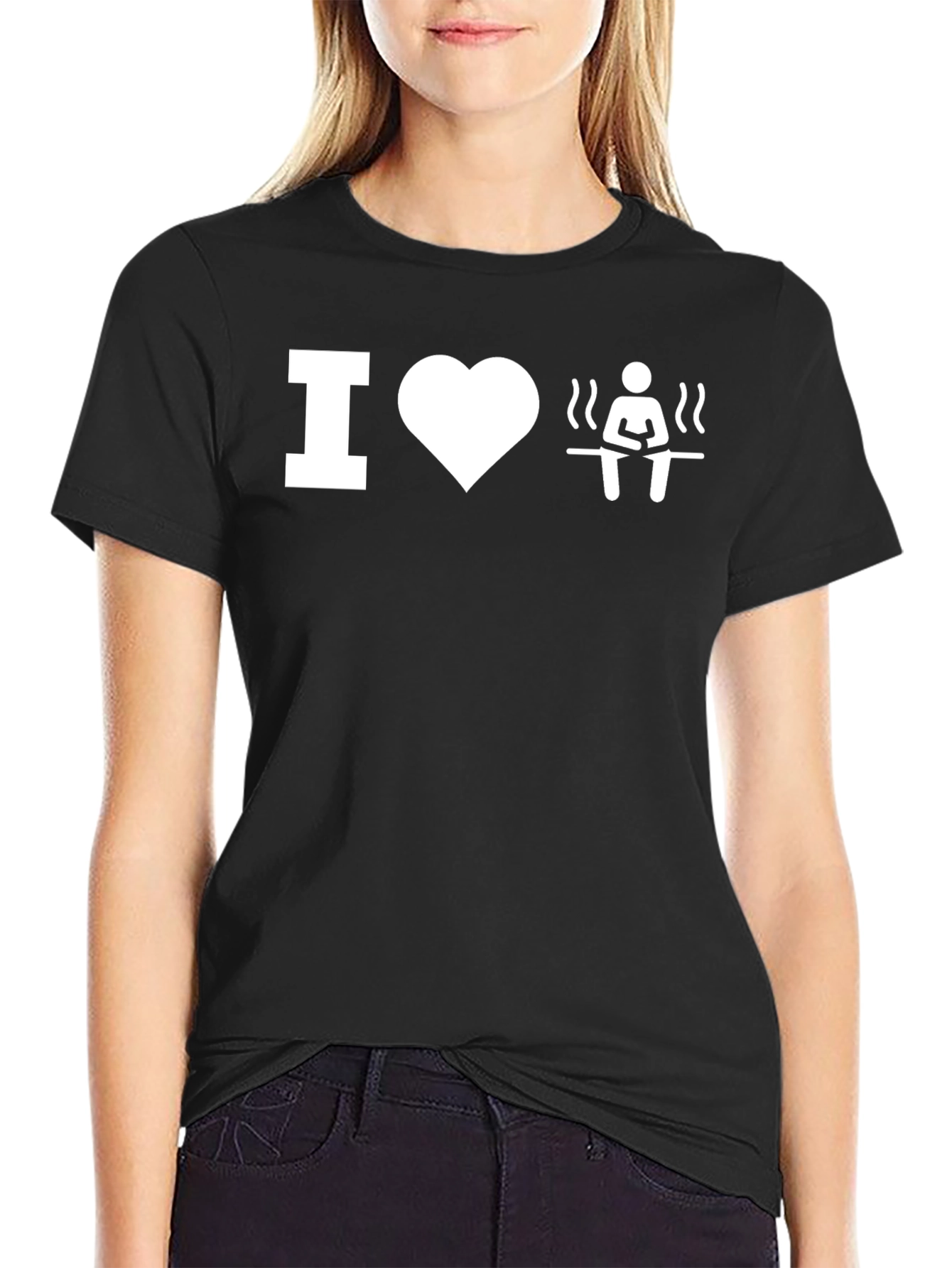 Camiseta Negra Amo Sauna Diseño Divertido