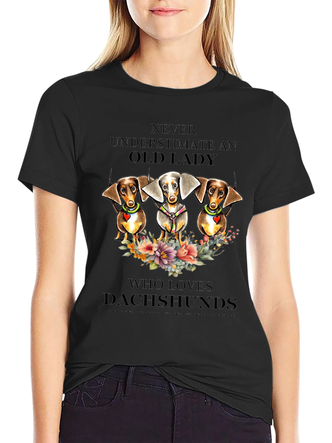 Camiseta Negra con Diseño de Dachshunds para Amantes de los Perros