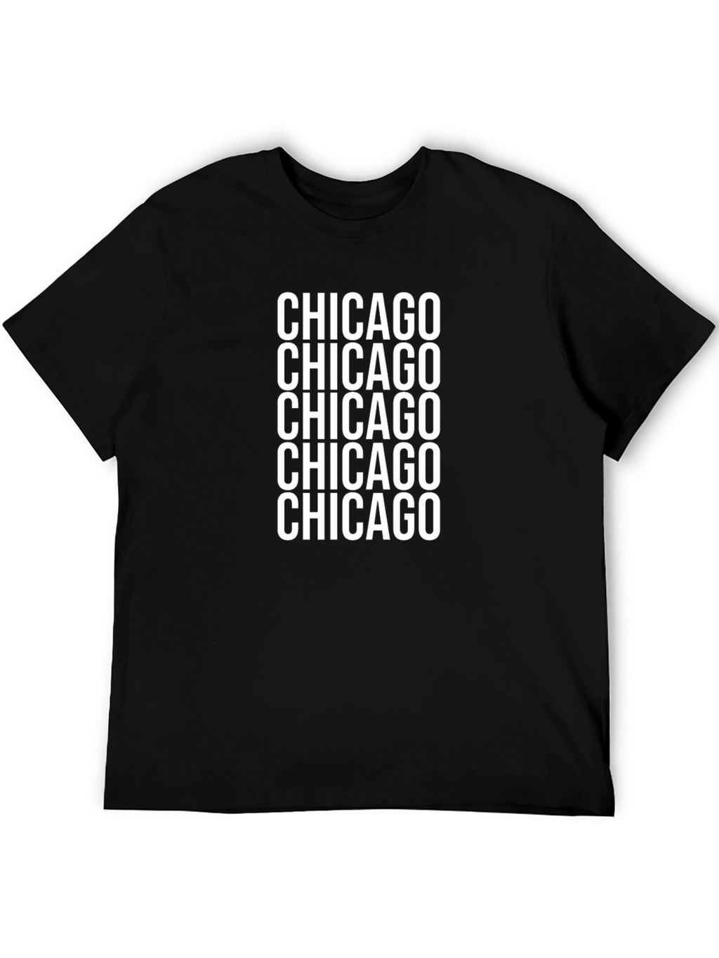 Camiseta Negra Chicago Repetido para Hombre
