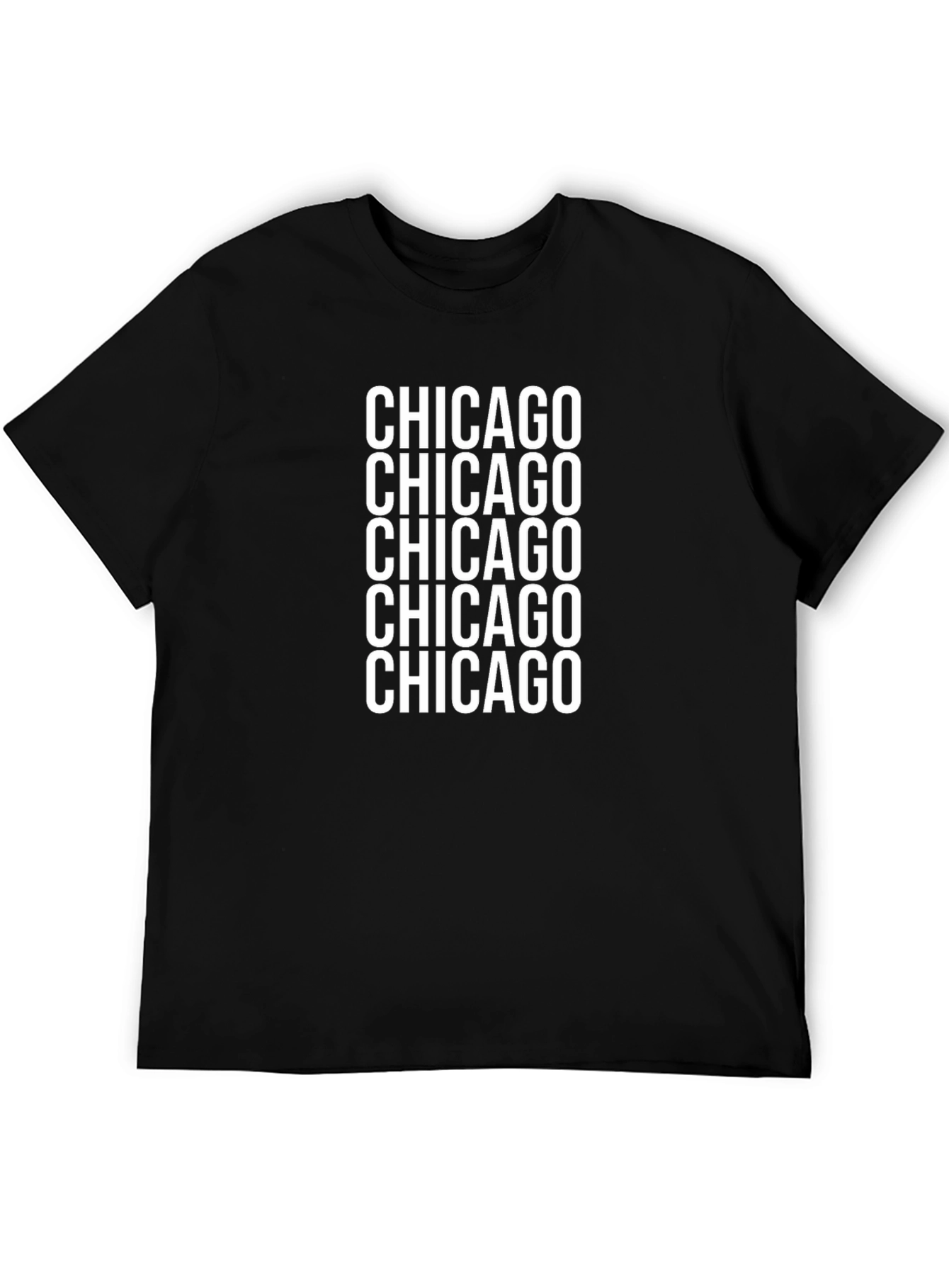 Camiseta Negra Chicago Repetido para Hombre
