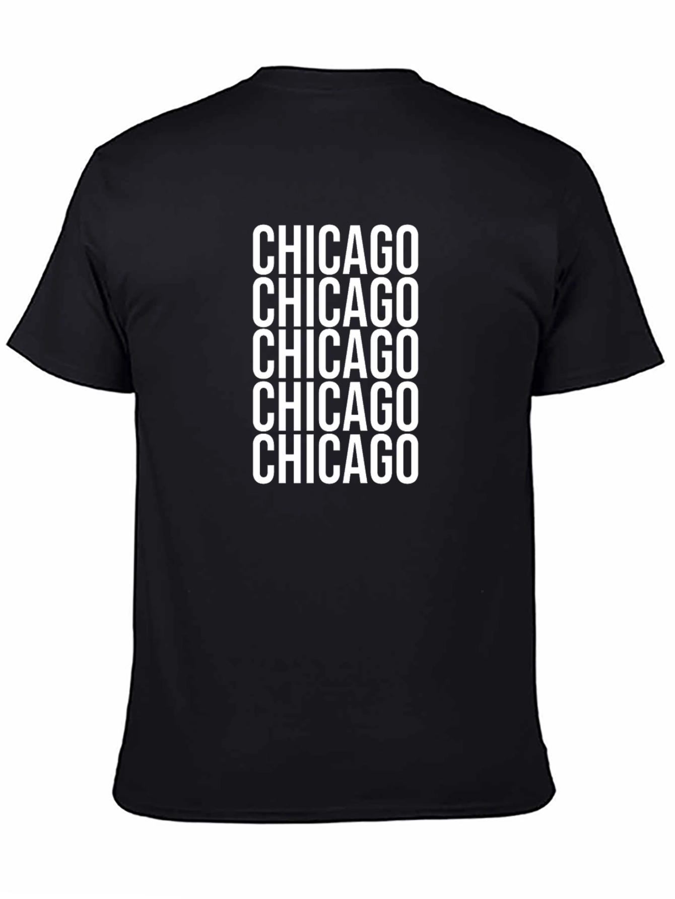 Camiseta Negra Chicago Repetido para Hombre