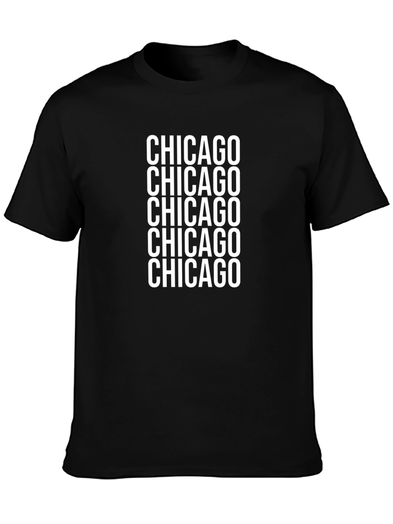 Camiseta Negra Chicago Repetido para Hombre