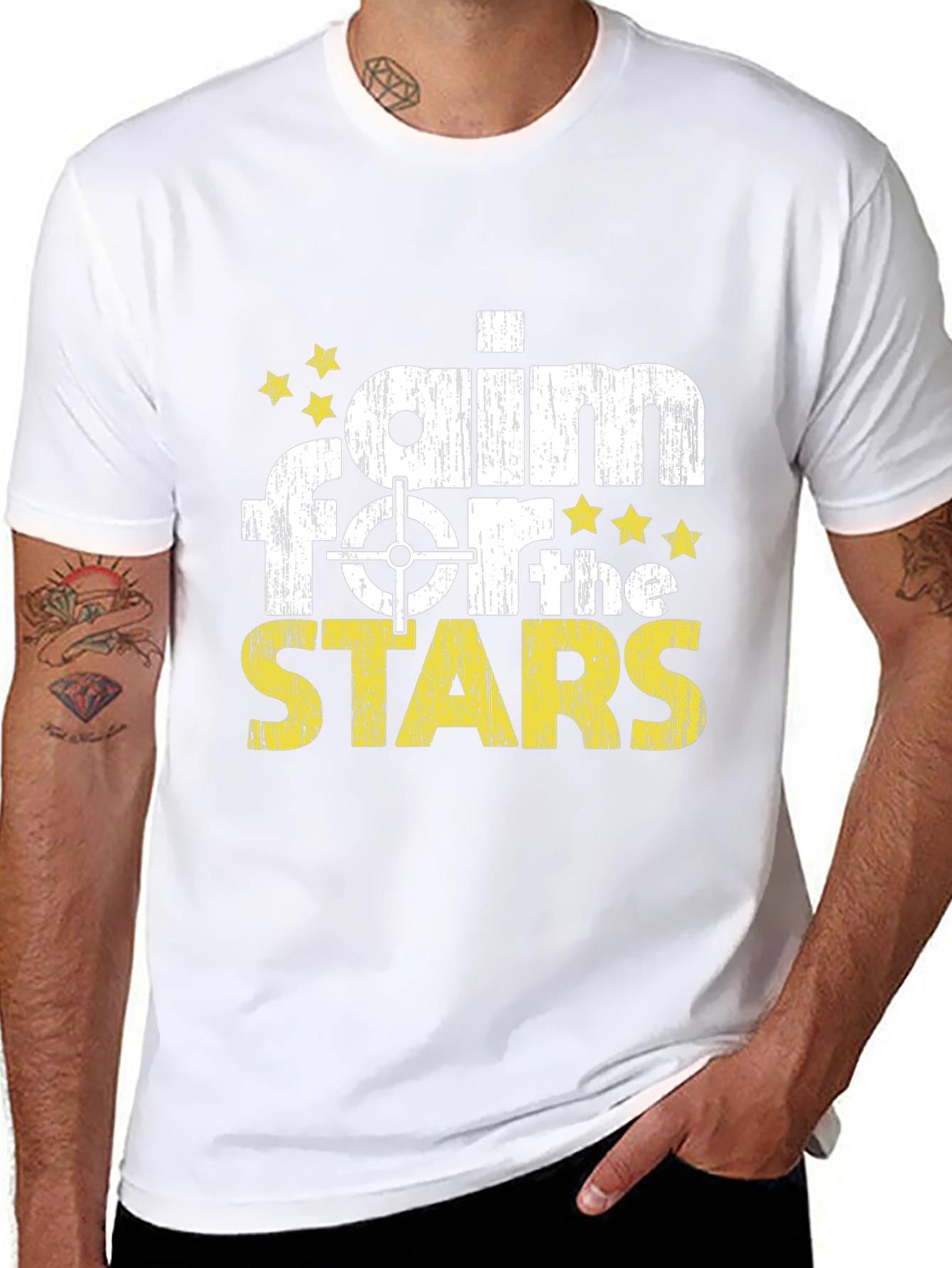 Camiseta Negra Apuntar a las Estrellas Algodón