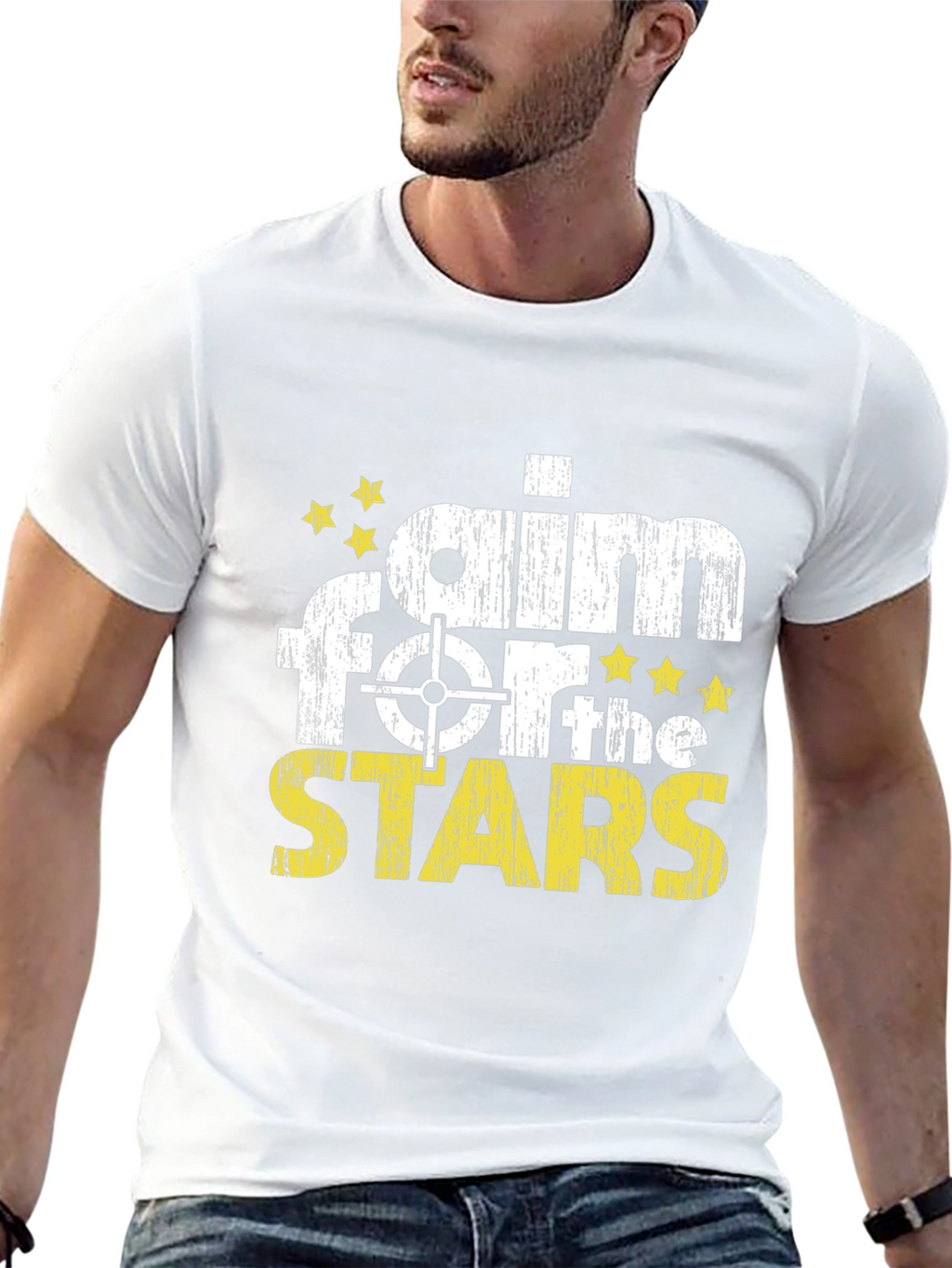 Camiseta Negra Apuntar a las Estrellas Algodón