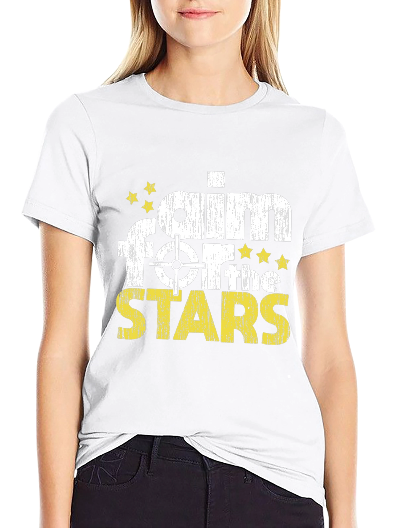 Camiseta Negra Apuntar a las Estrellas Algodón