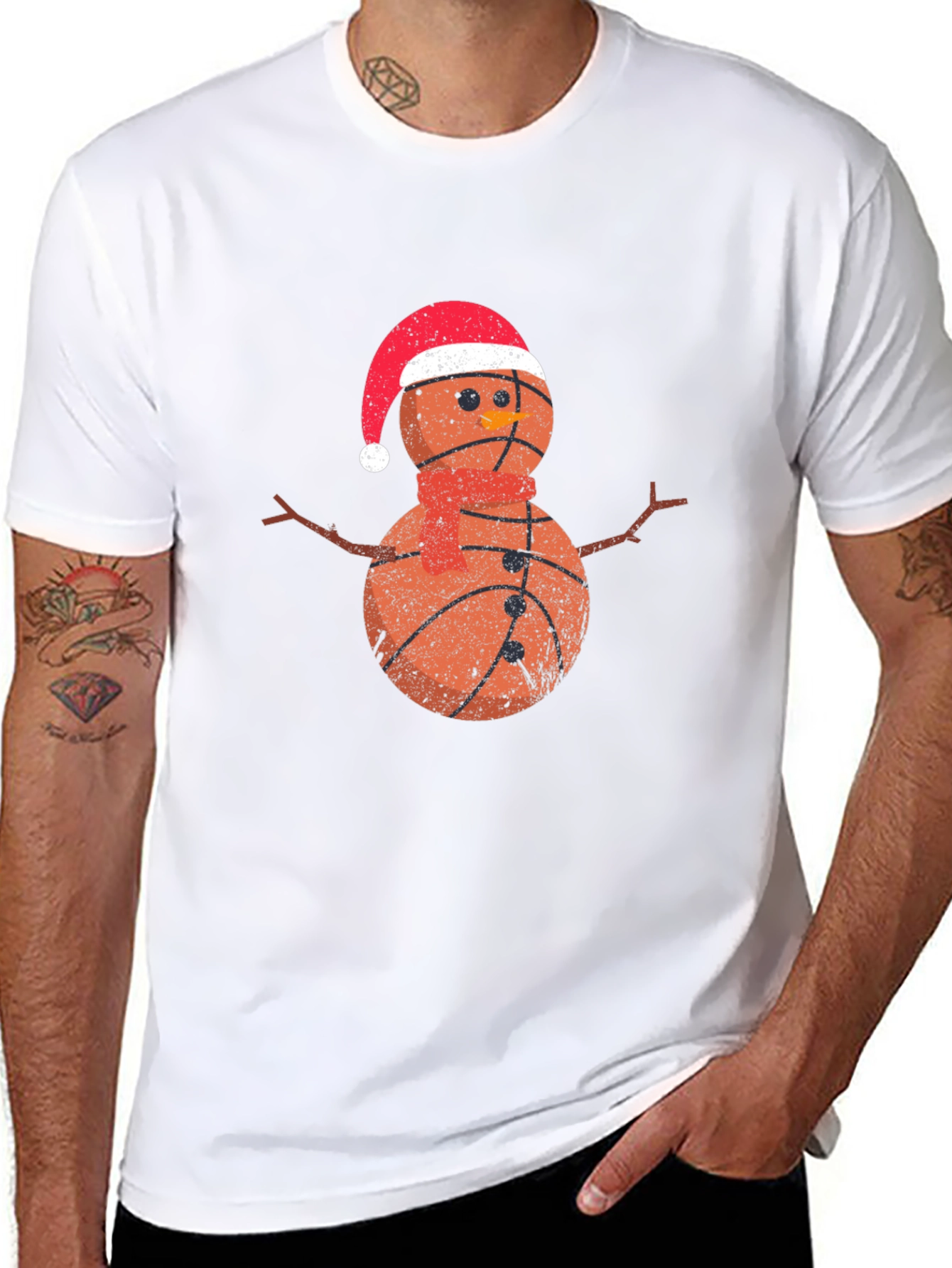 Camiseta Hombre Baloncesto Navideño Nieve