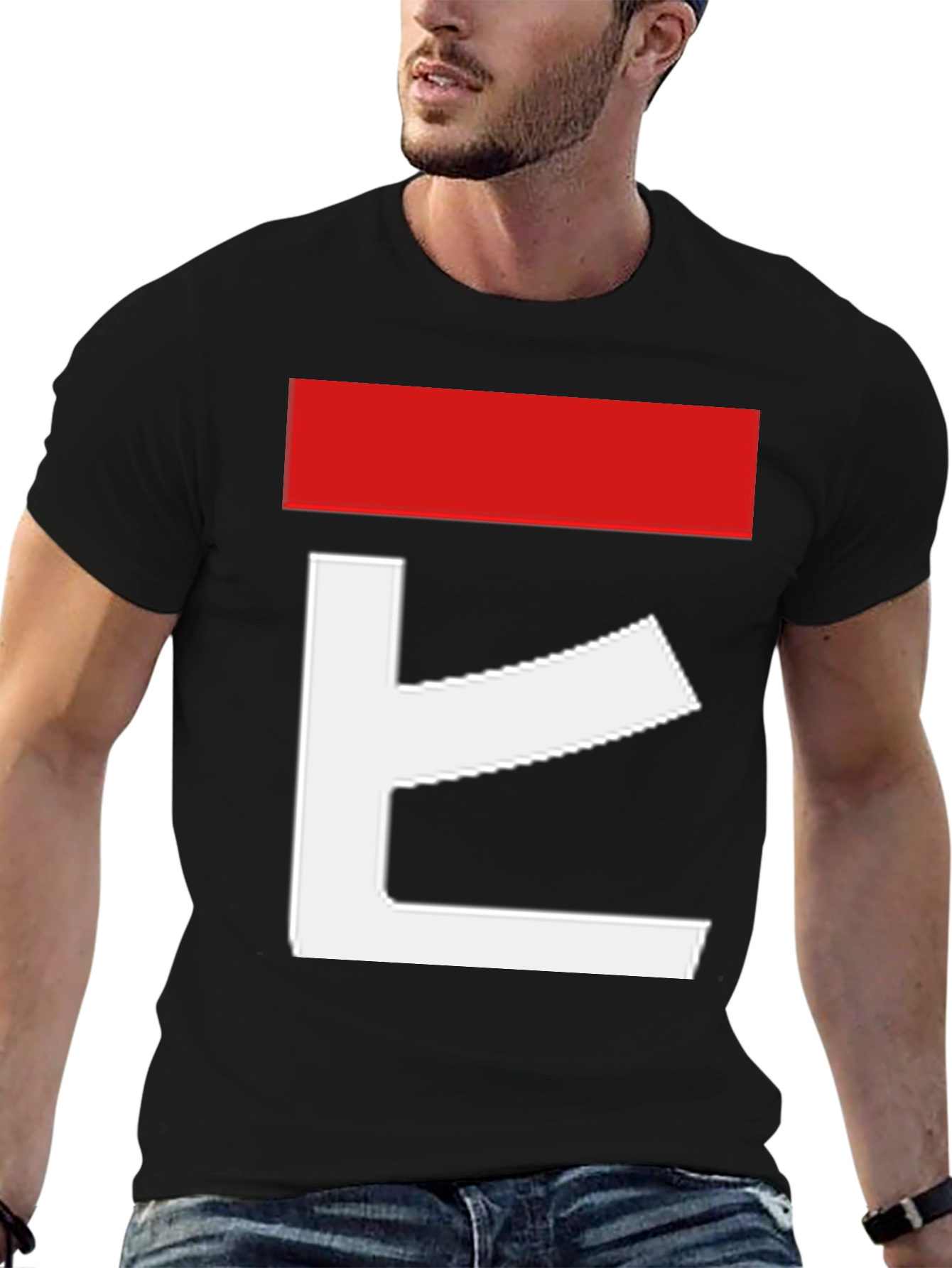 Camiseta Hombre Diseño Abstracto Rojo y Blanco