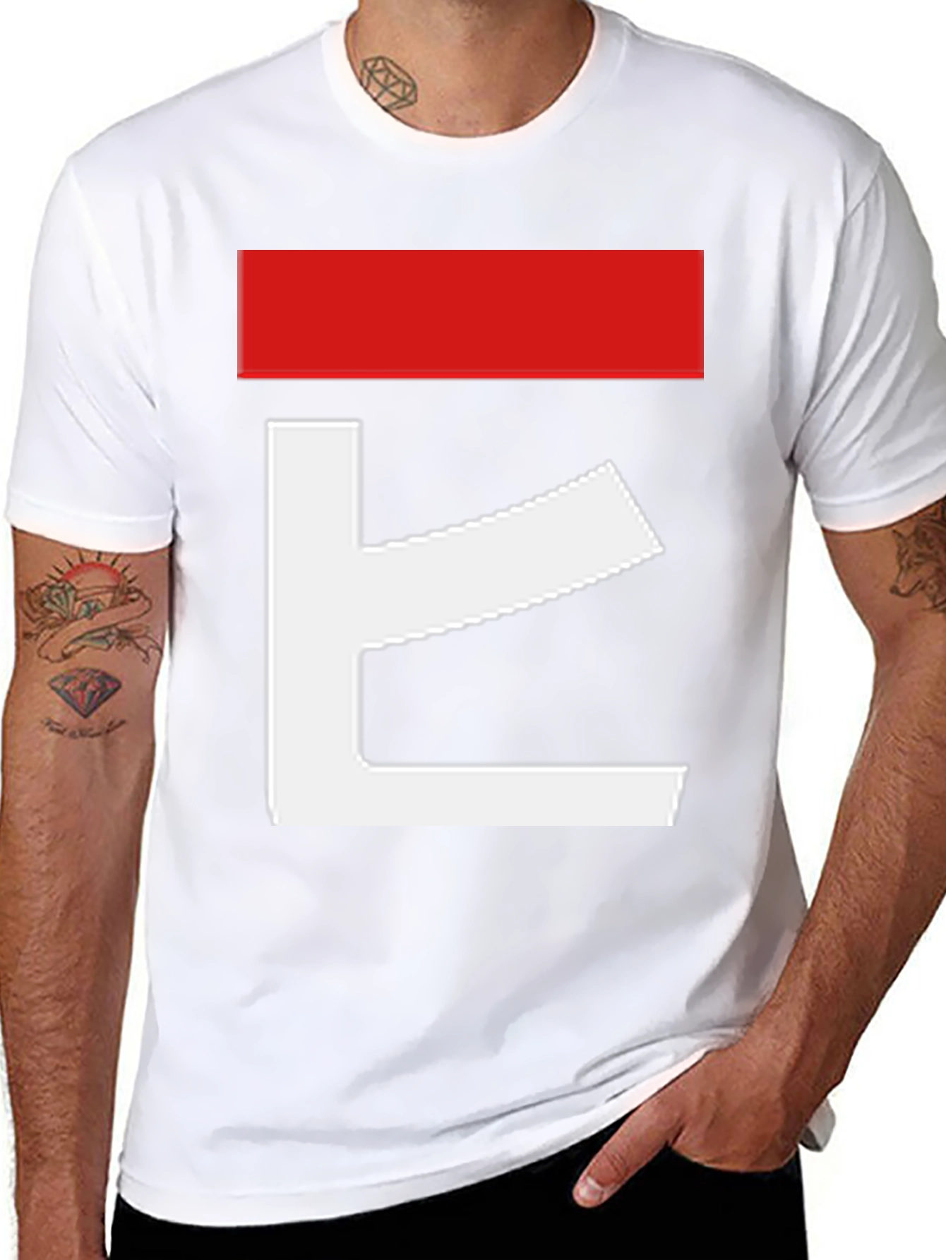 Camiseta Hombre Diseño Abstracto Rojo y Blanco
