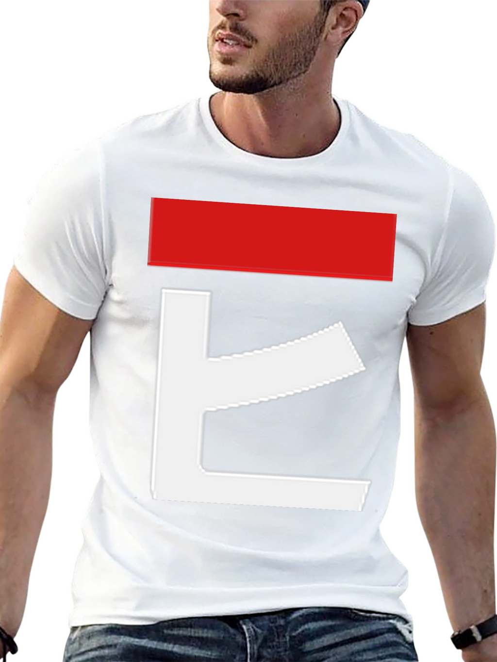 Camiseta Hombre Diseño Abstracto Rojo y Blanco
