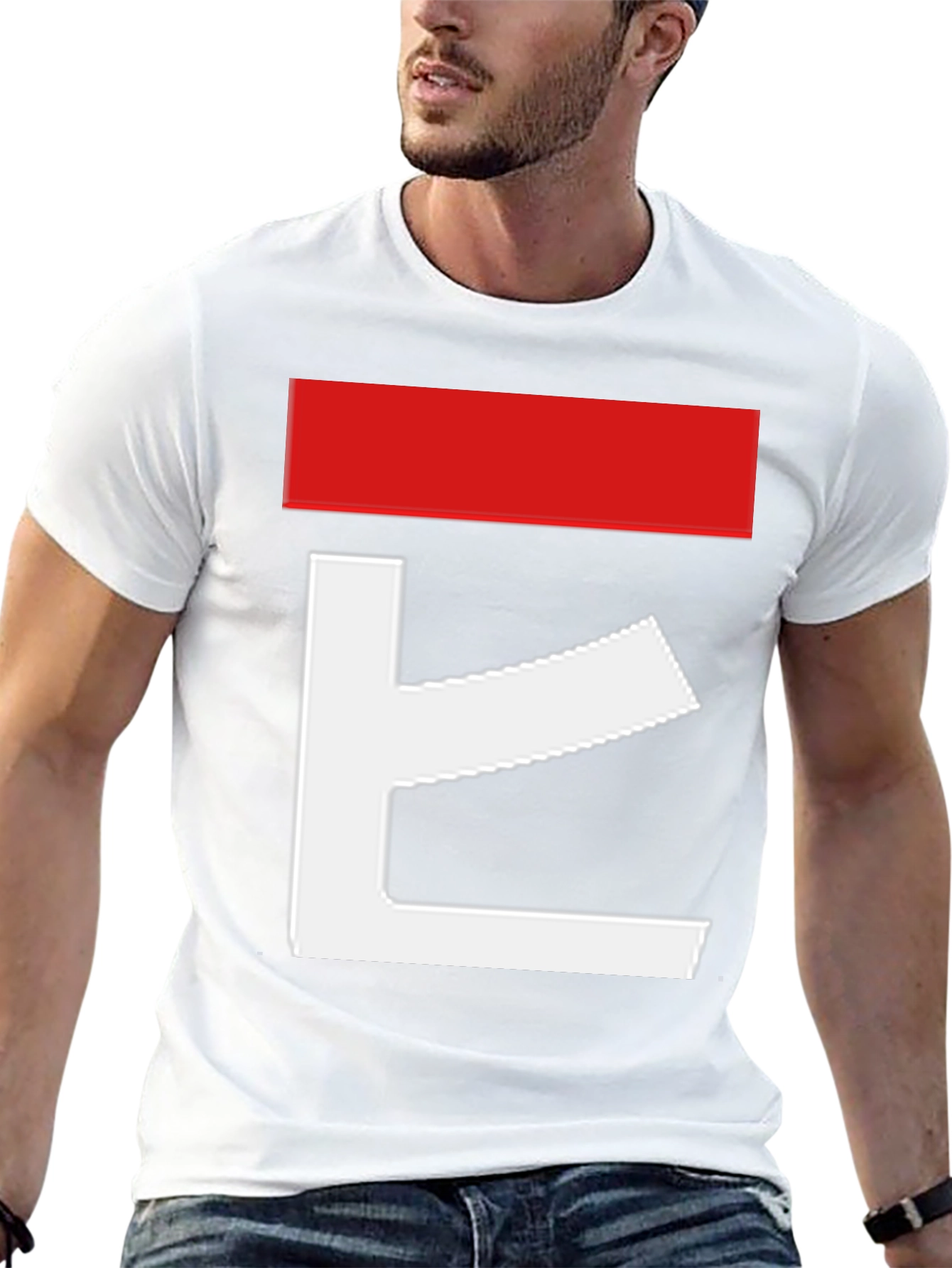 Camiseta Hombre Diseño Abstracto Rojo y Blanco