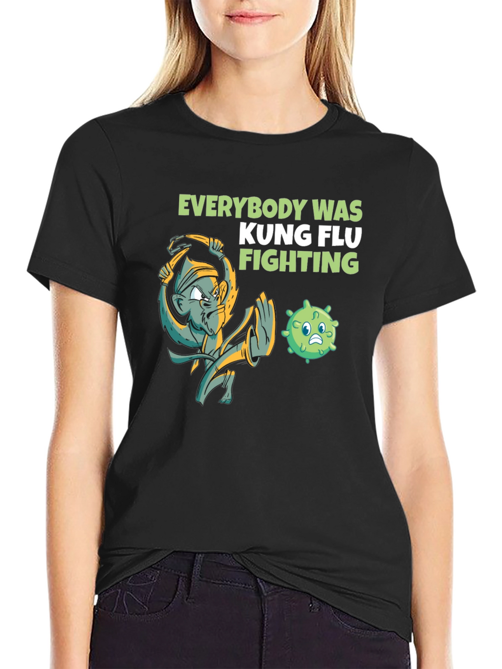 Camiseta Kung Flu Fighting Humor Negro