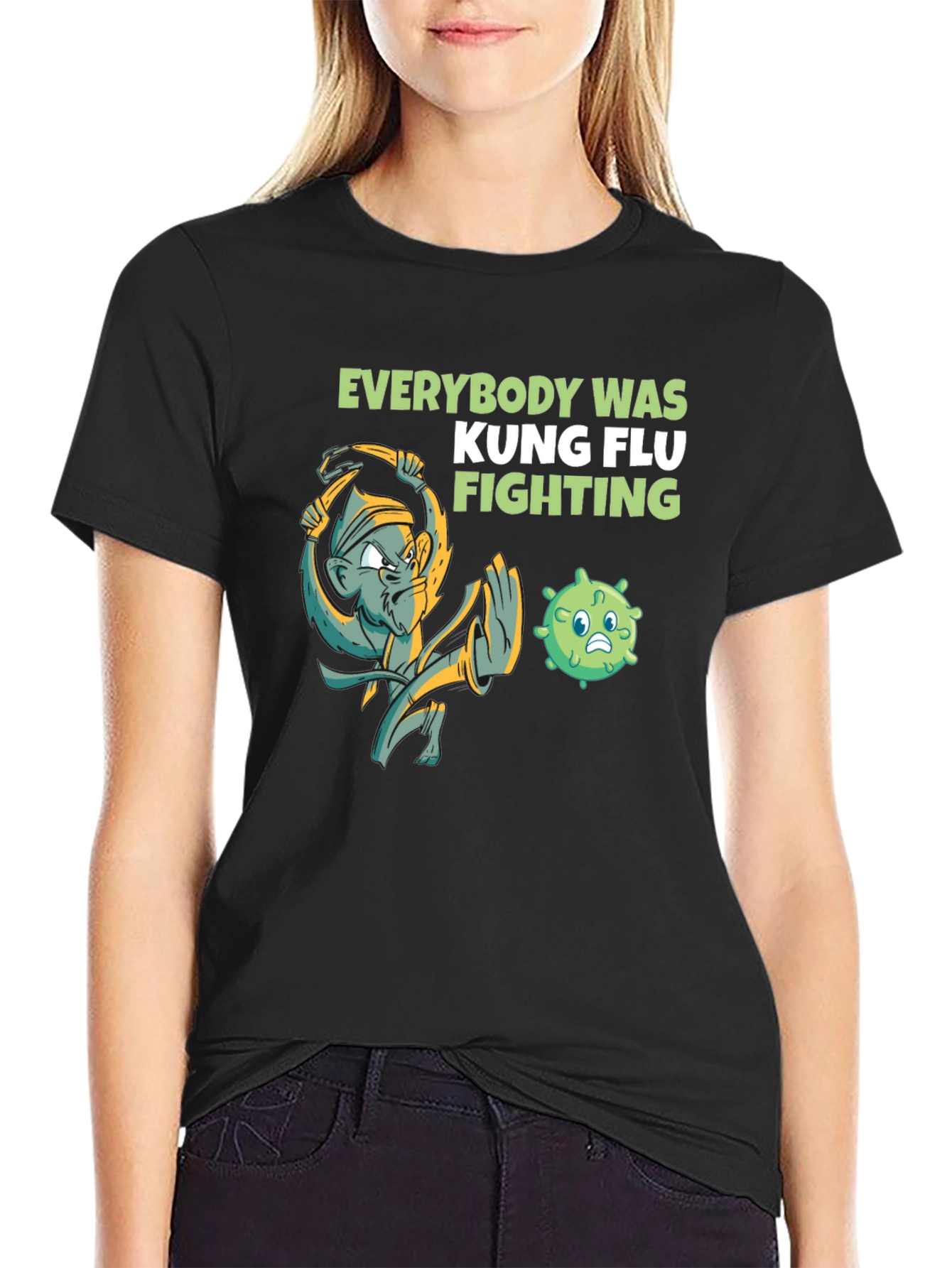 Camiseta Kung Flu Fighting Humor Negro