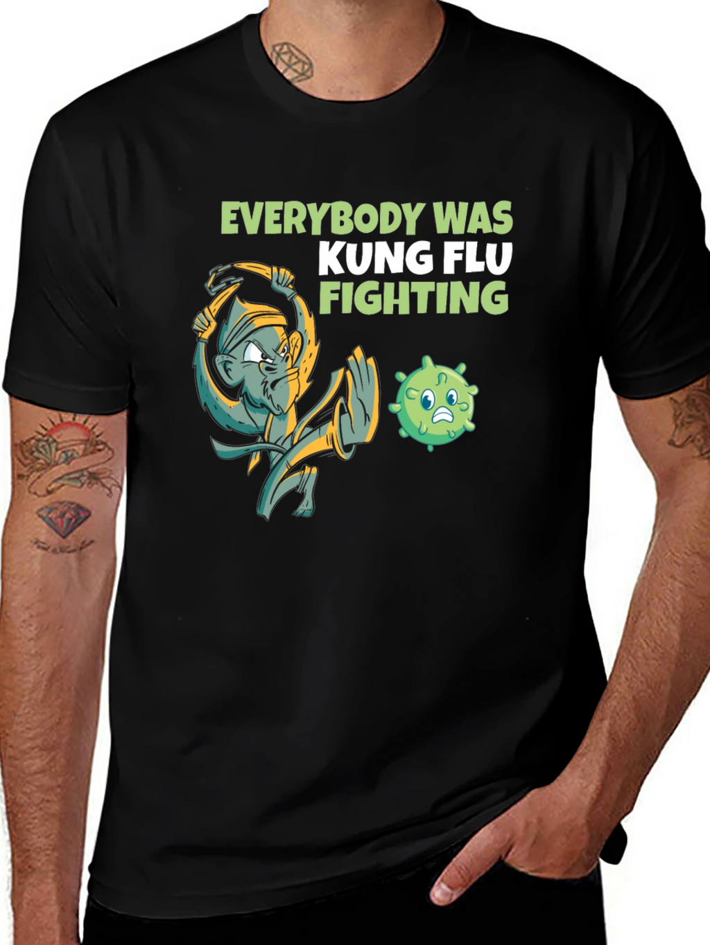 Camiseta Kung Flu Fighting Humor Negro