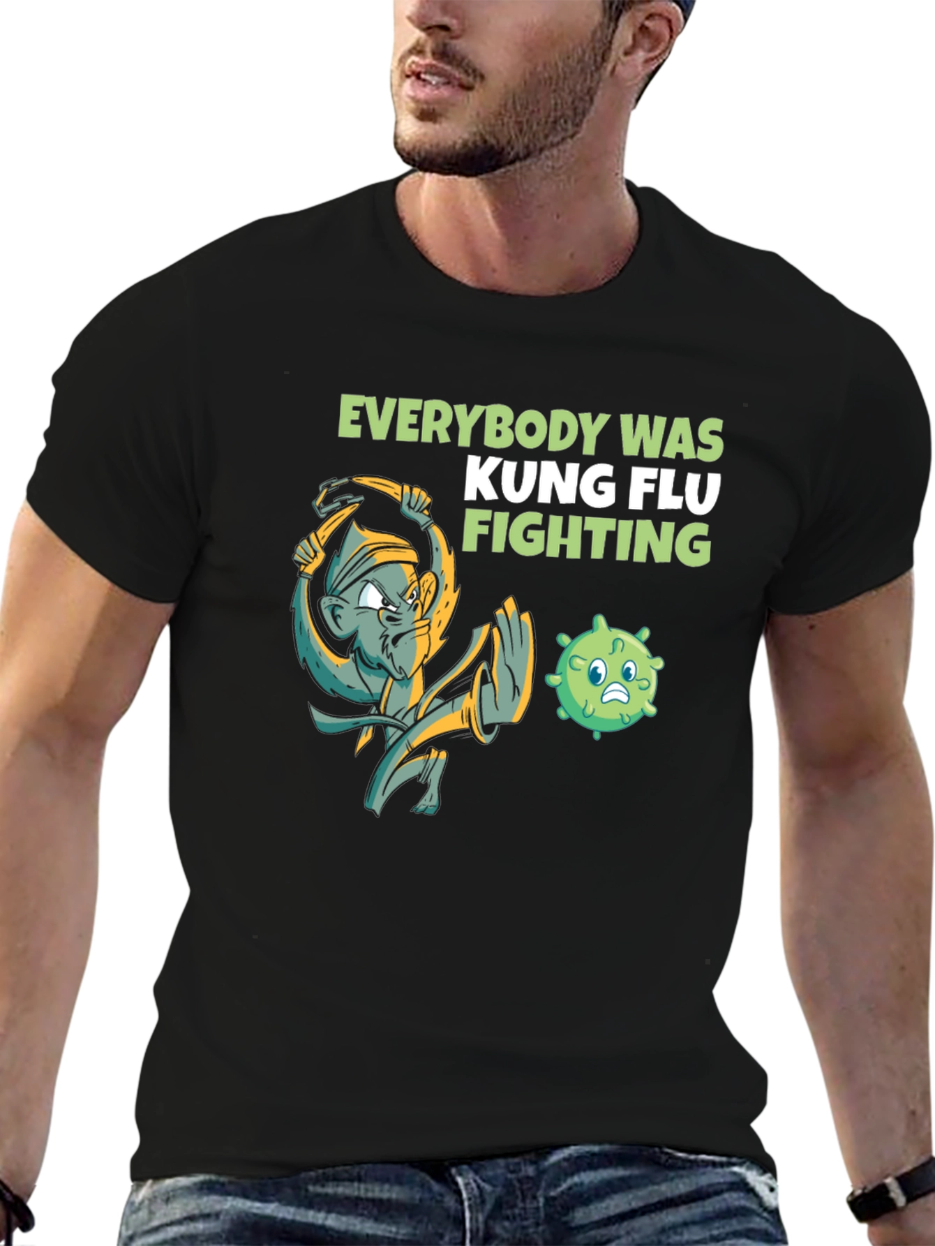 Camiseta Kung Flu Fighting Humor Negro