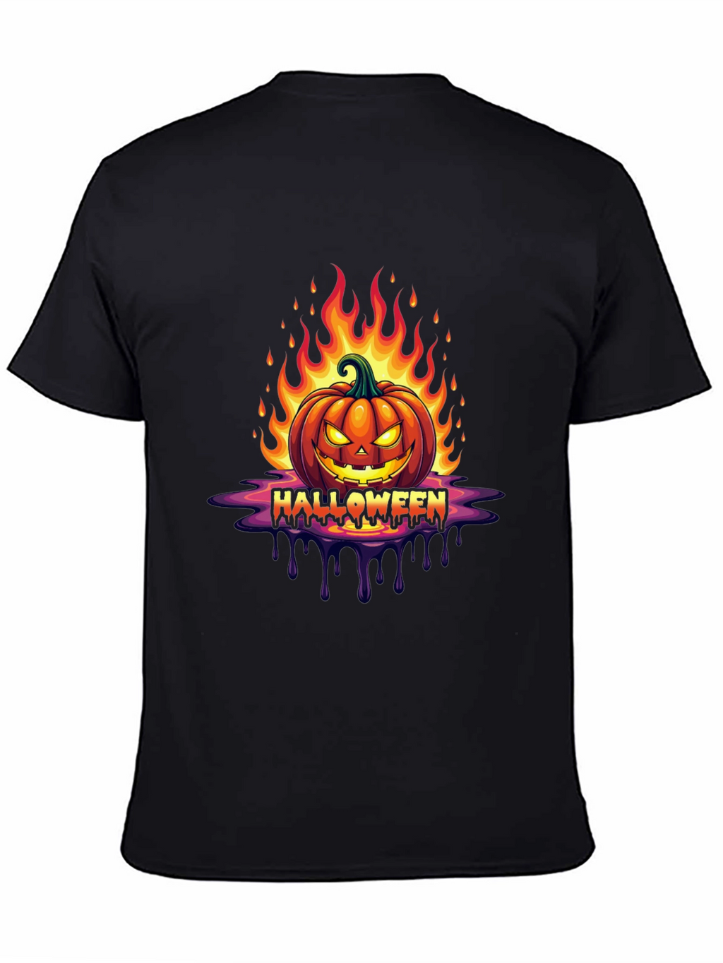 Camiseta Halloween Calabaza en Llamas